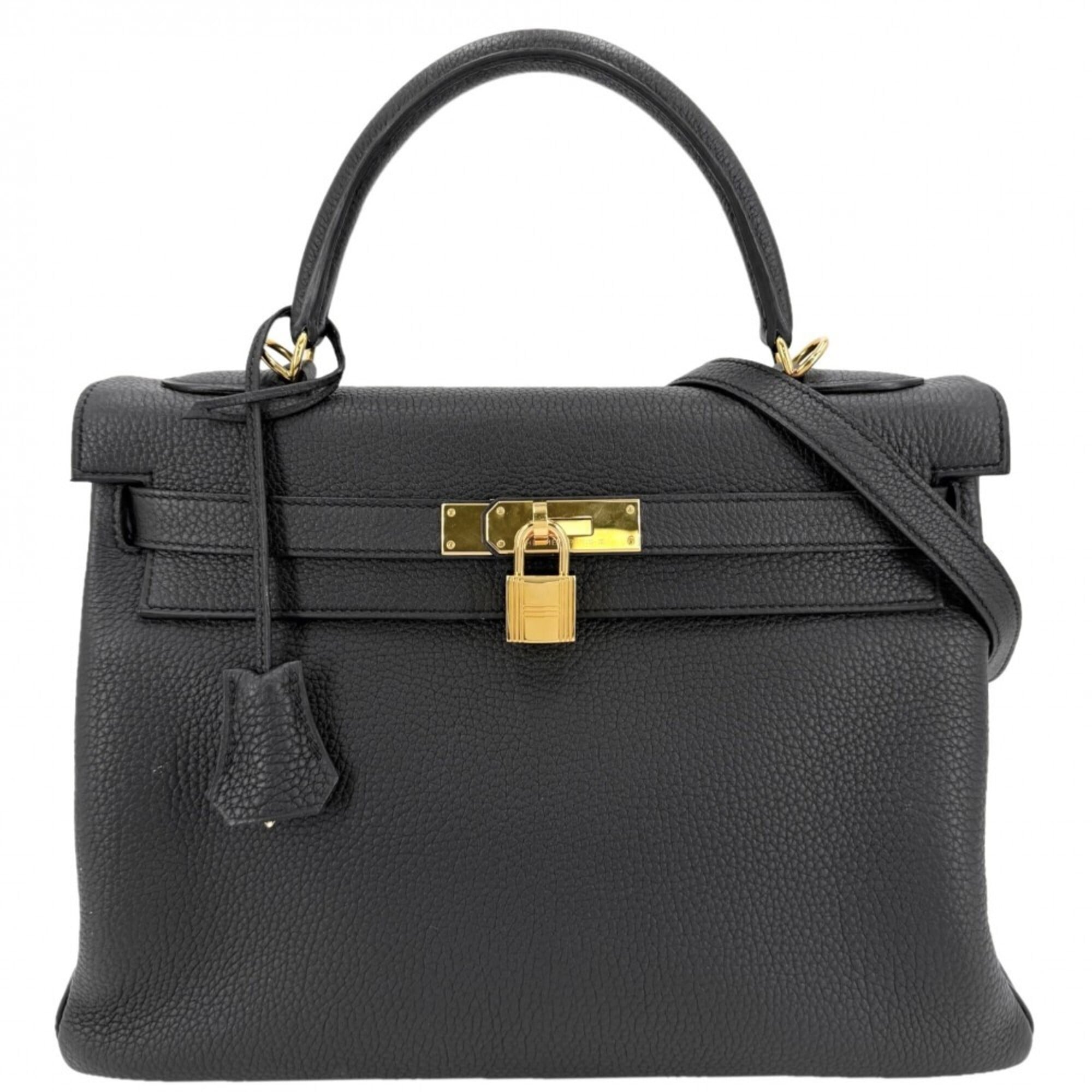 Hermes Black Leather Handbag Shoulder Bag (Pre-Owned)