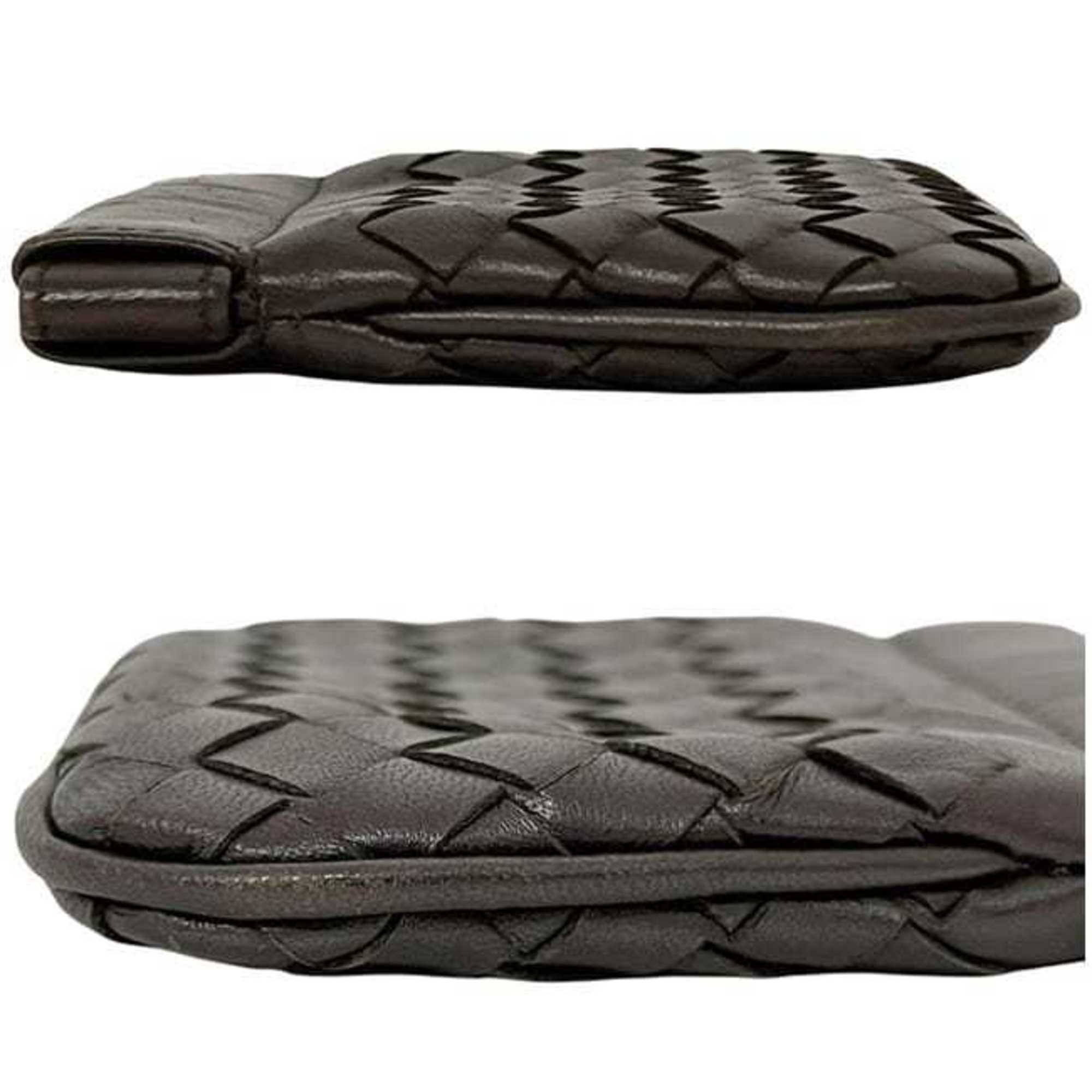 Bottega Veneta Intrecciato Brown Leather Coin Purse/Coin Case (Pre-Owned)