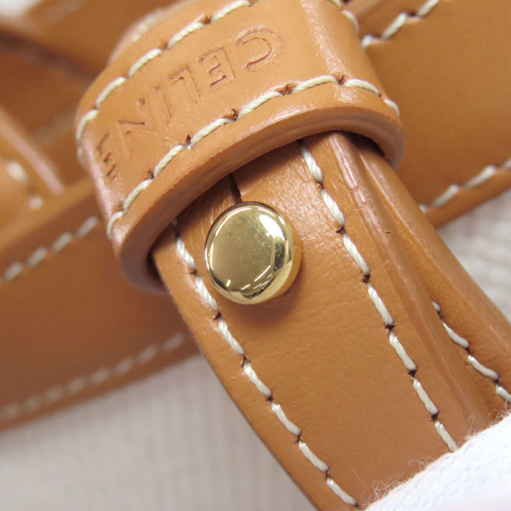 Celine Brown White Canvas Handbag (Pre-Owned)