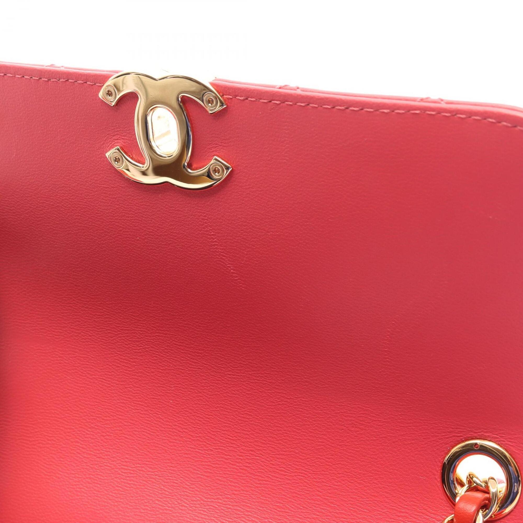 Chanel Bordeaux Pink Red Color Leather Handbag Shoulder Bag (Pre-Owned)