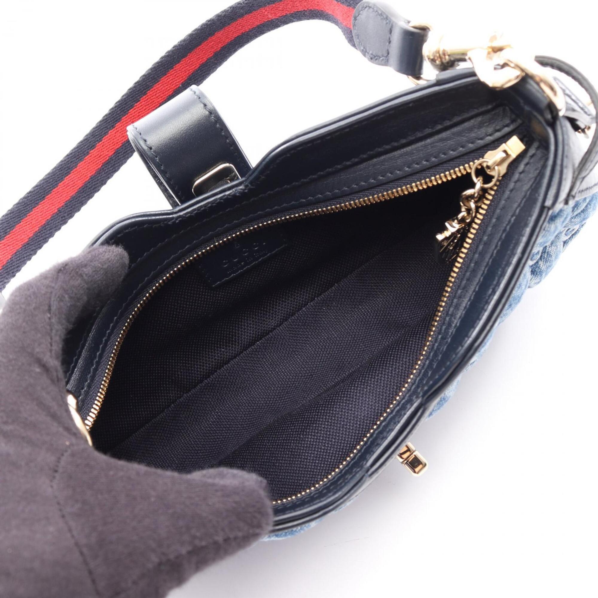 Gucci Blue Navy Denim Leather Handbag (Pre-Owned)