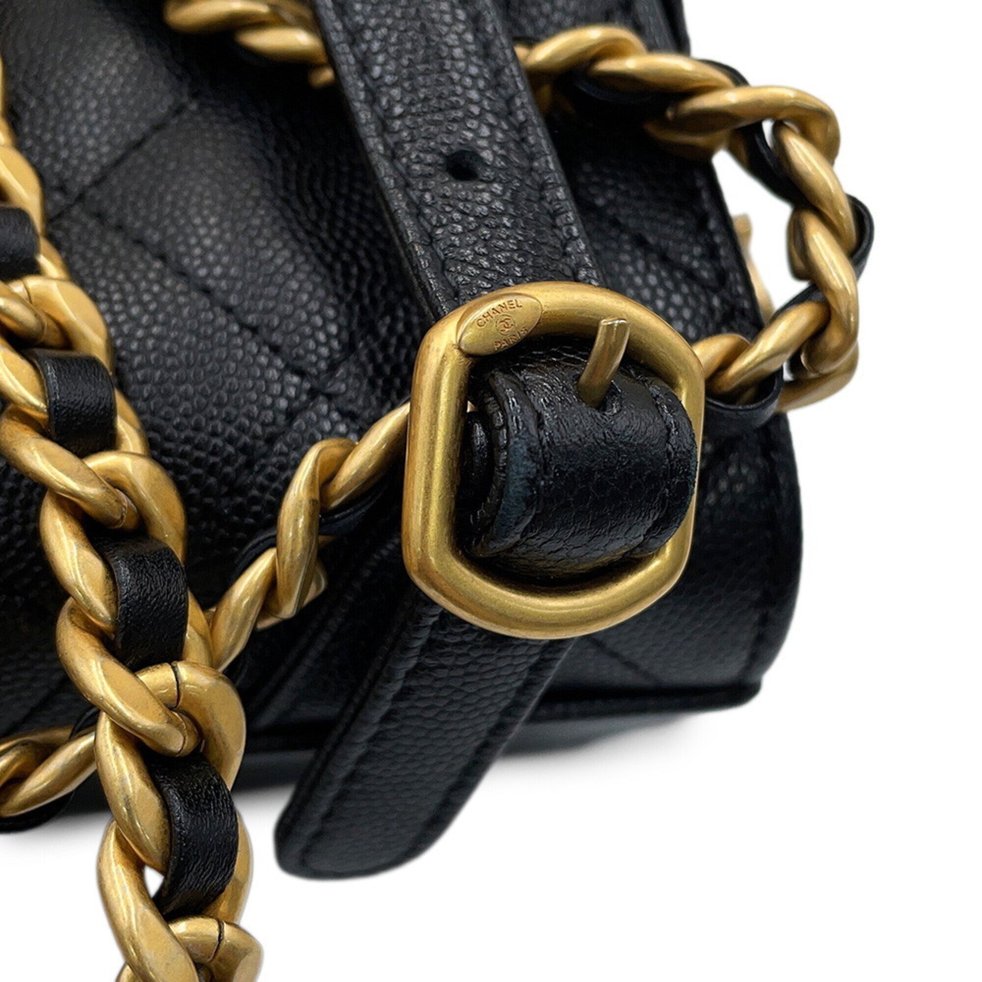 Chanel Matelasse Black Grained Calfskin Backpack (Pre-Owned)