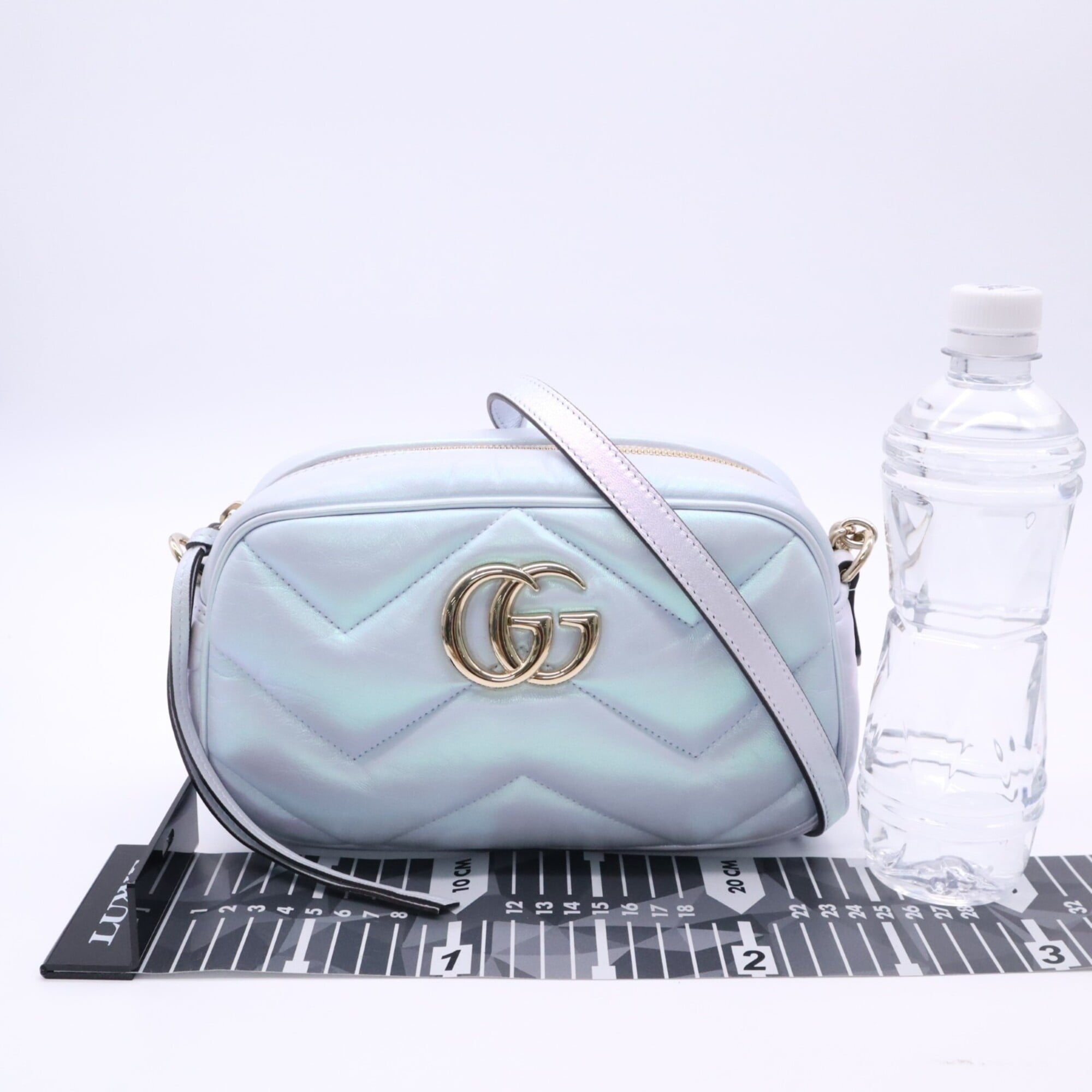 Gucci Gg Marmont Blue Leather Shoulder Bag (Pre-Owned)