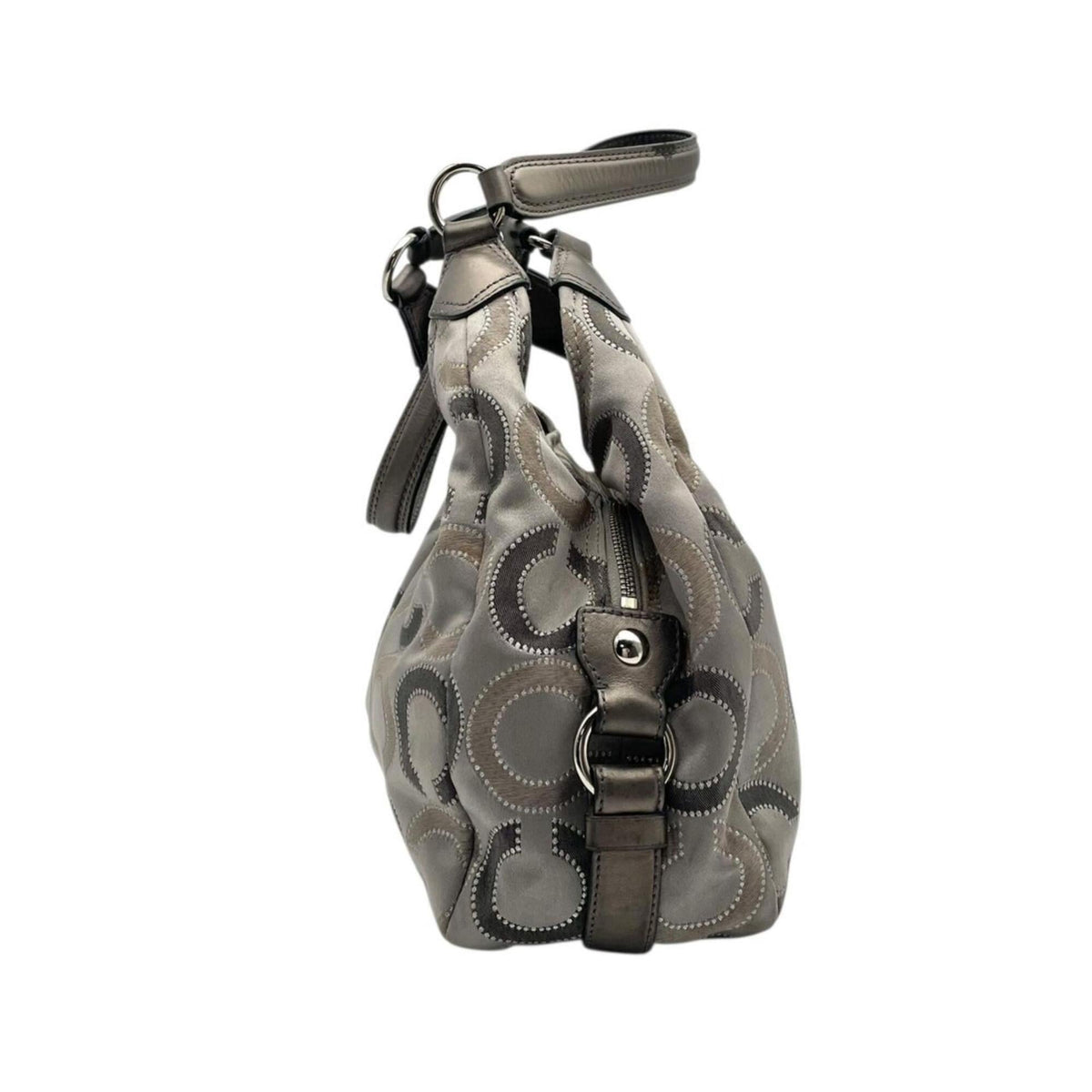 Coach Dark Gray Gray Canvas Leather Shoulder Bag (Pre-Owned)
