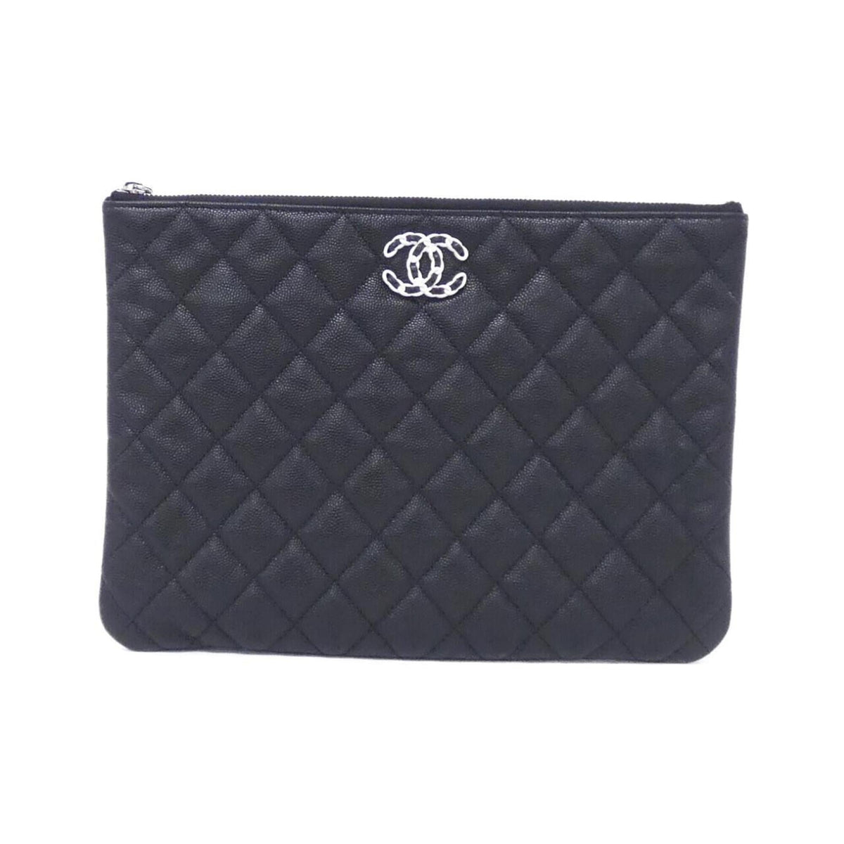 Chanel Black Grained Calfskin Handbag Pouch (Pre-Owned)