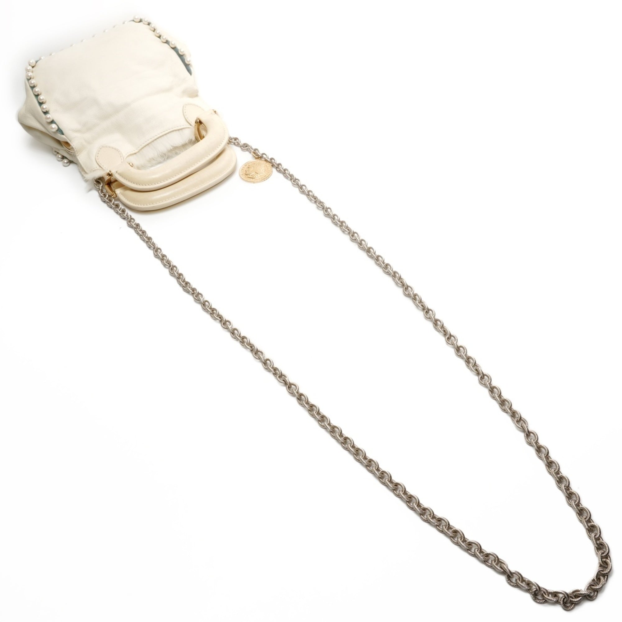 Fendi White Fur Leather Shoulder Bag (Pre-Owned)
