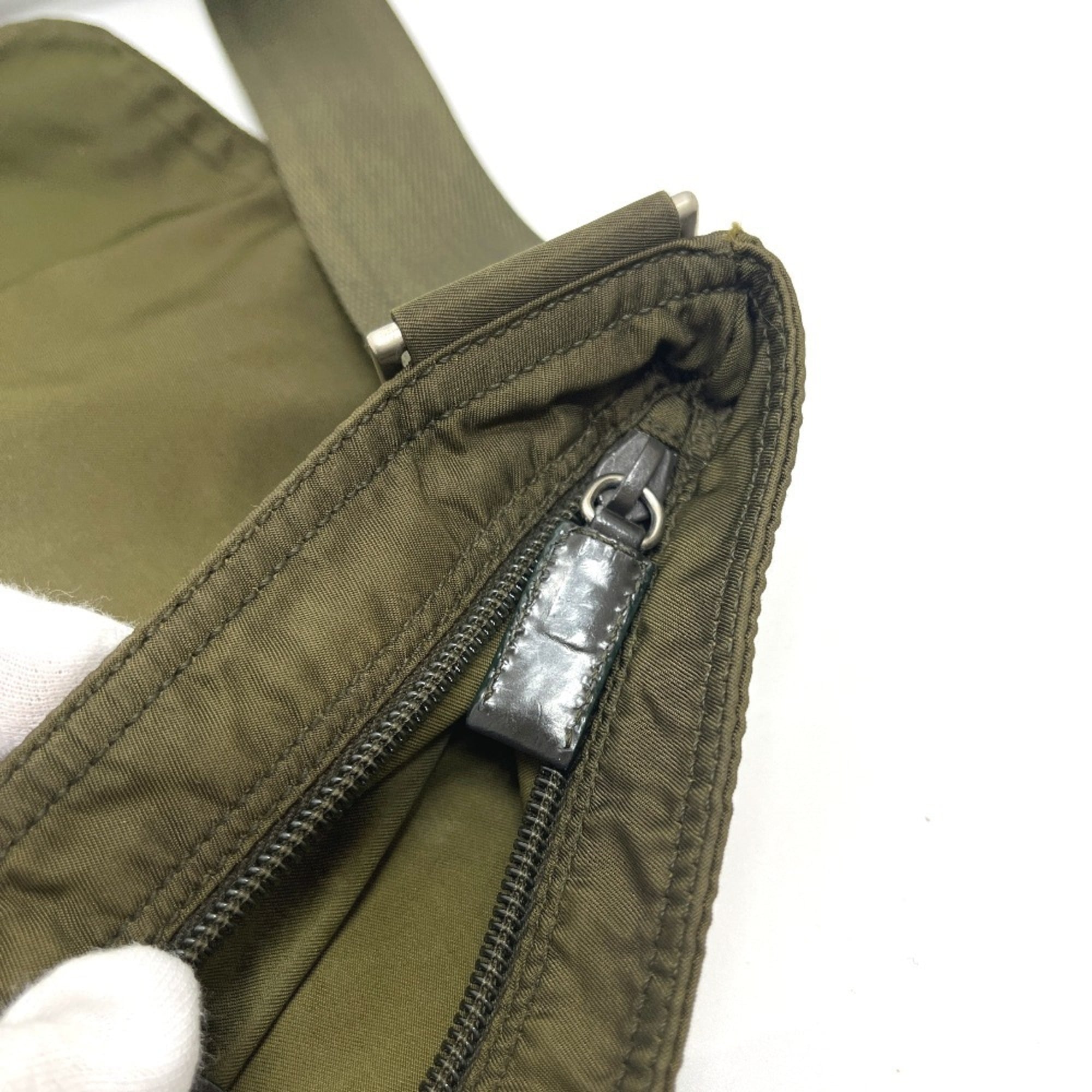Prada Khaki Nylon Handbag Shoulder Bag (Pre-Owned)