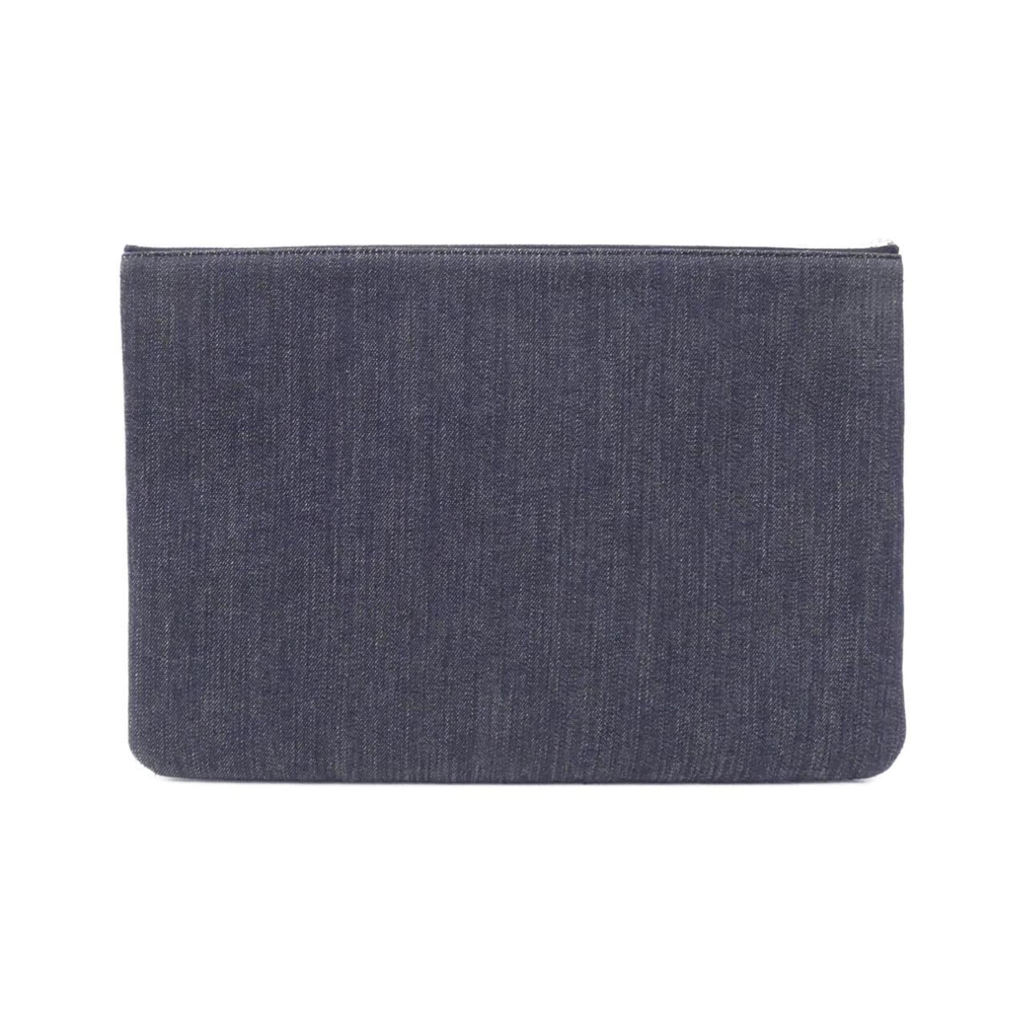 Chanel Navy Orange Denim Handbag Pouch (Pre-Owned)