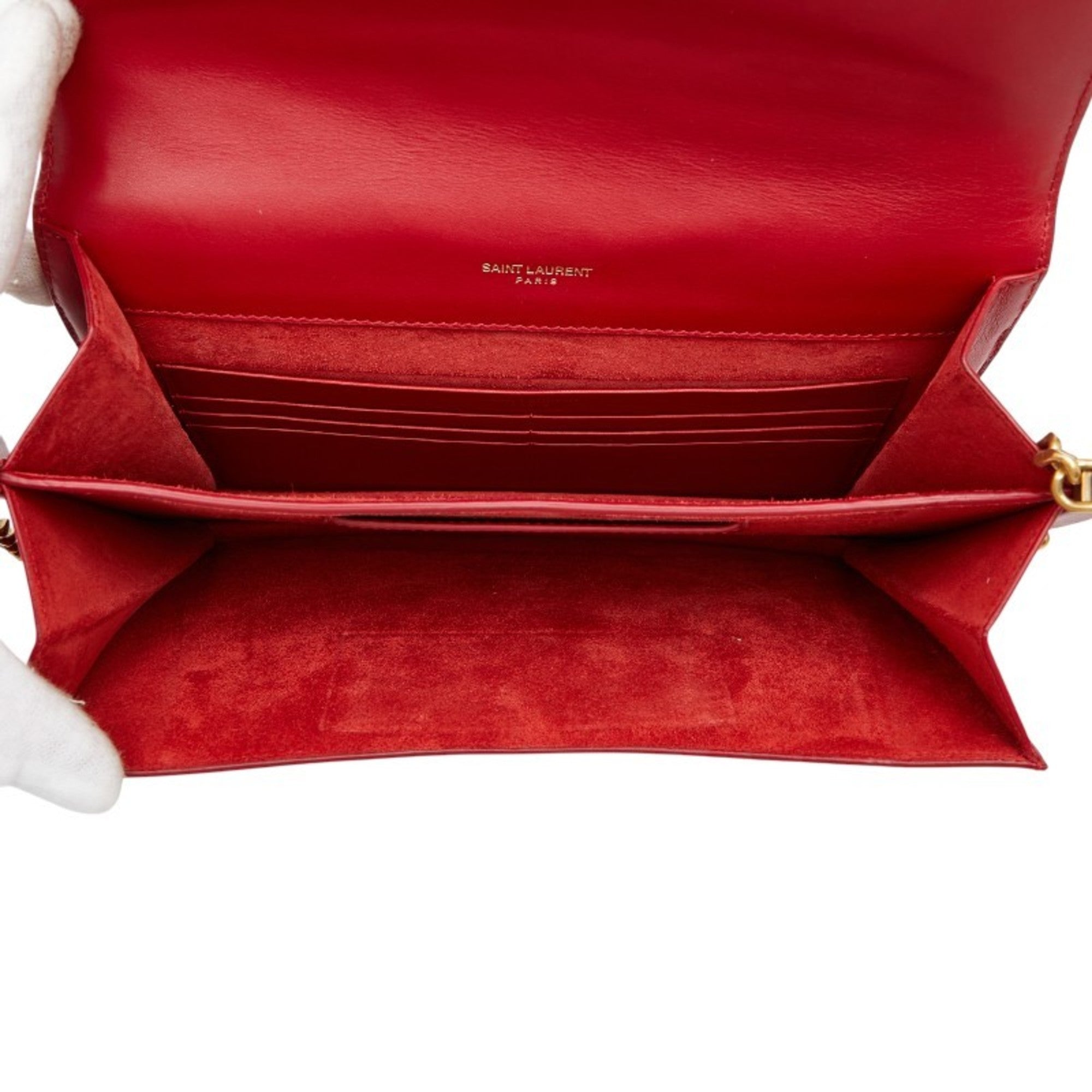 Saint Laurent Red Color Leather Shoulder Bag (Pre-Owned)