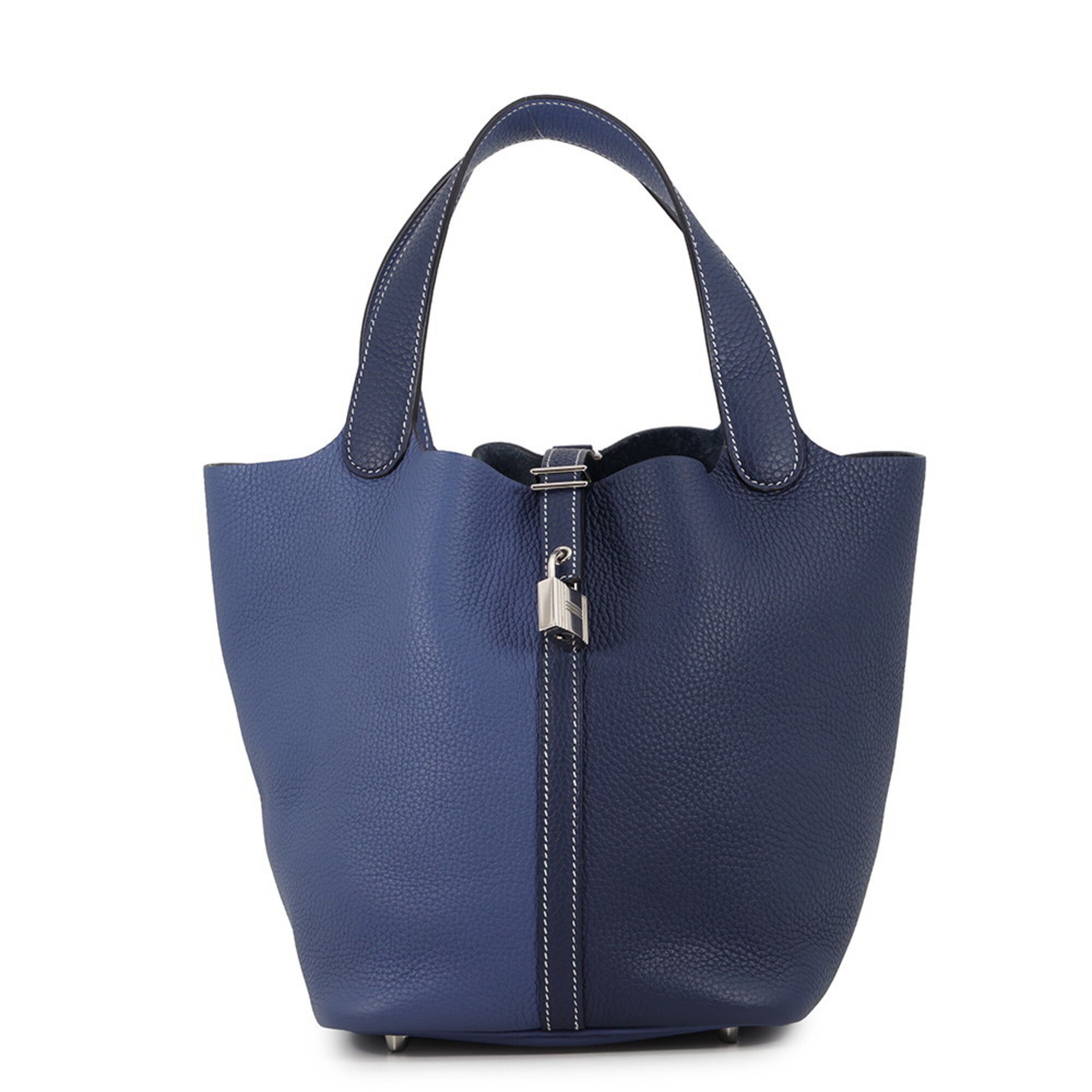 Hermes Bleu Saphir Taurillon Clemence Leather Handbag (Pre-Owned)