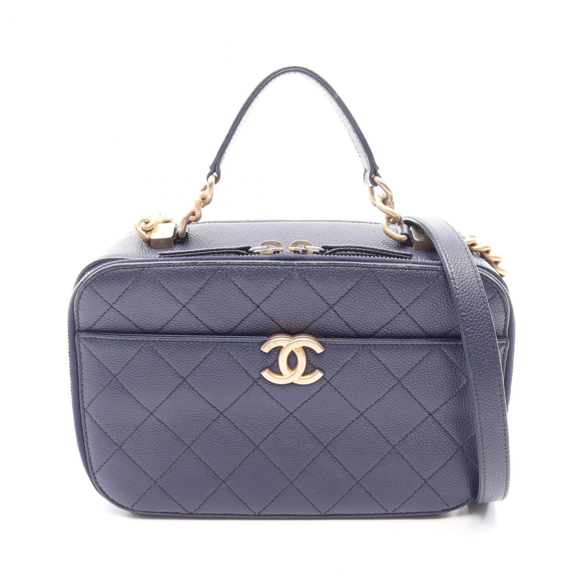 Chanel Blue Grained Calfskin Handbag Shoulder Bag (Pre-Owned)