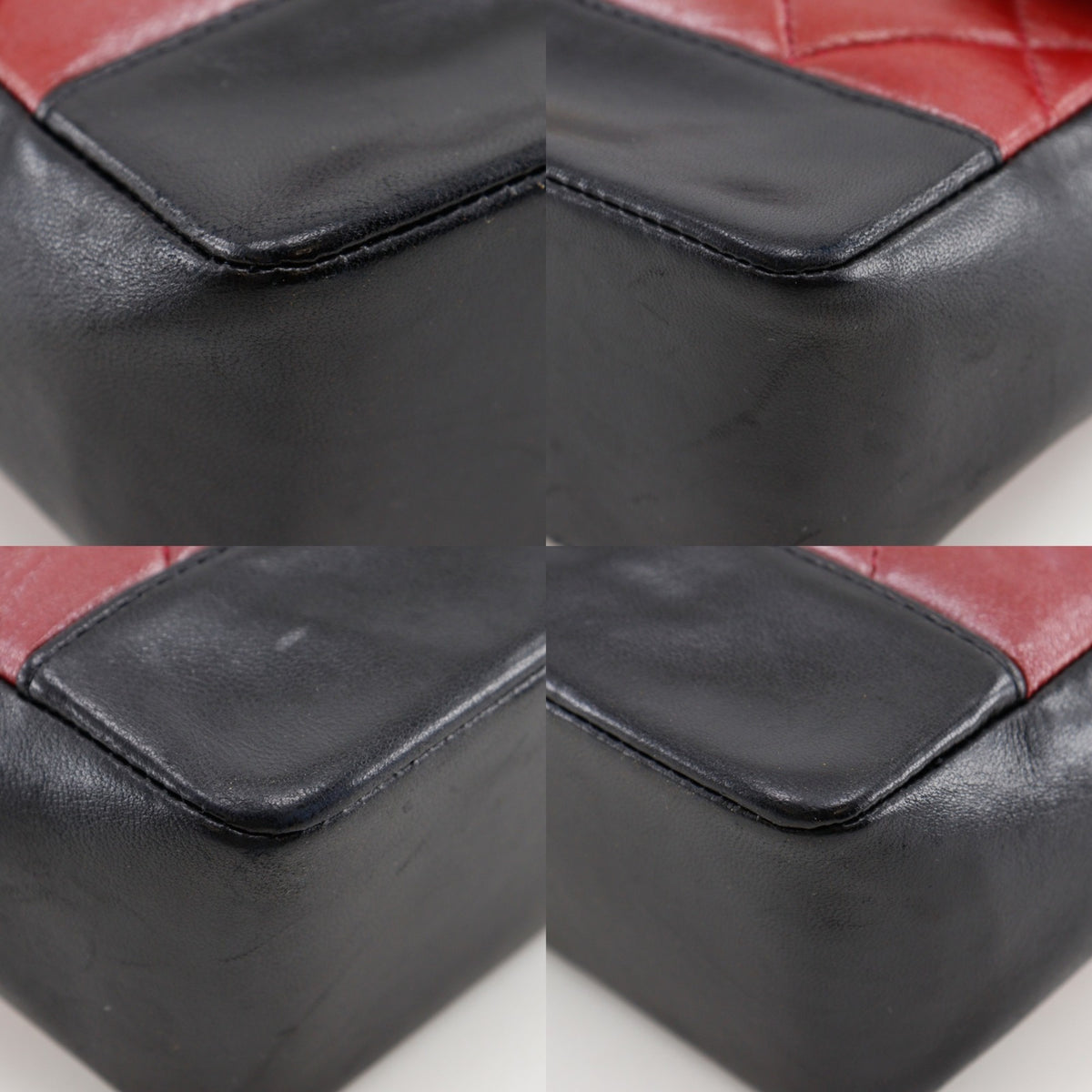 Chanel Matelasse Black Red Color Leather Shoulder Bag (Pre-Owned)
