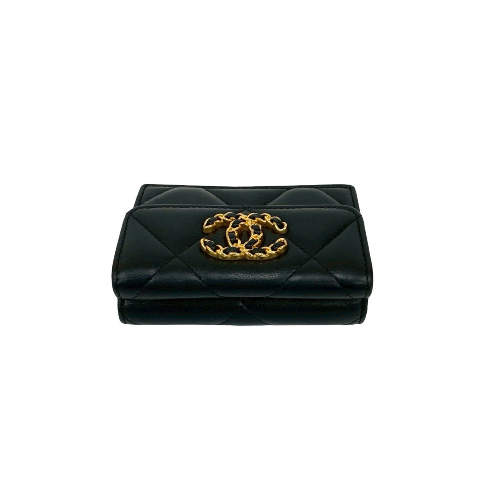 Chanel Black Leather Wallet (Tri-Fold) (Pre-Owned)