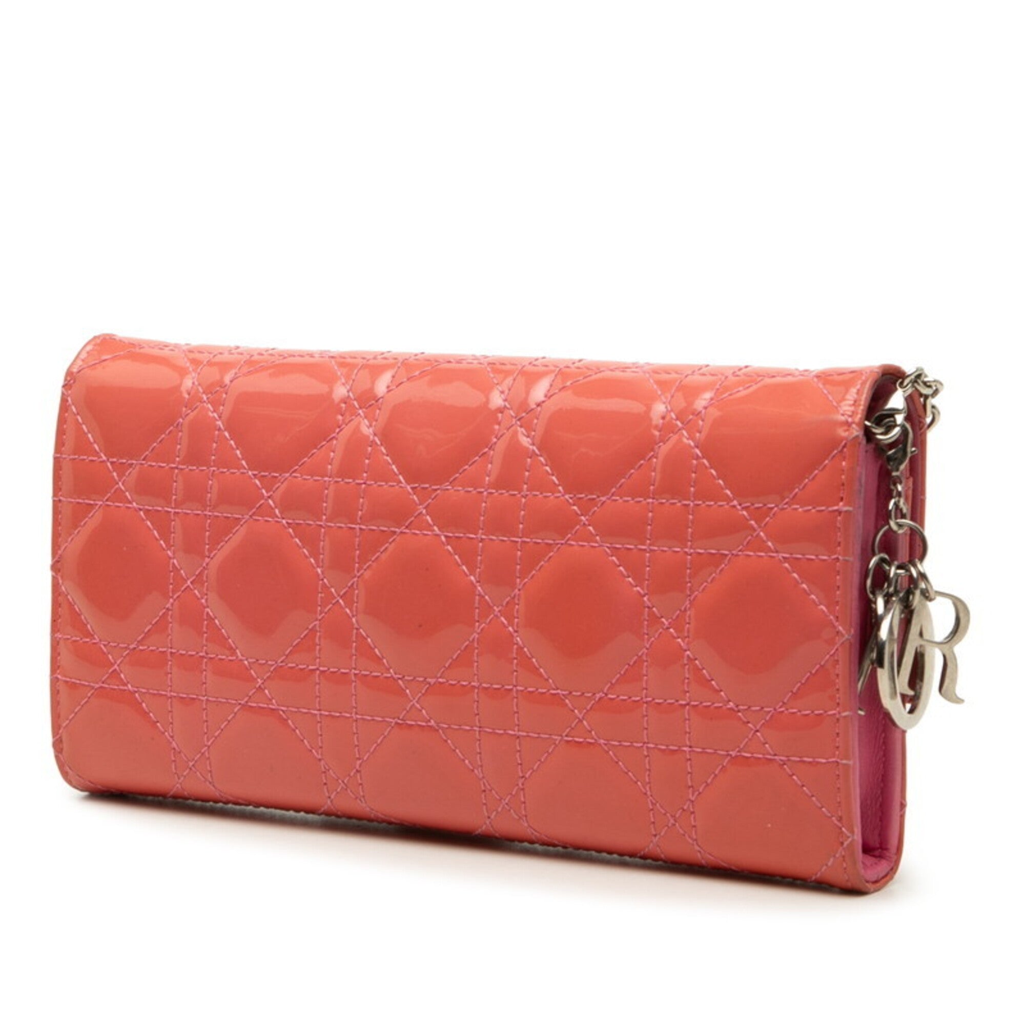Christian Dior Pink Patent Leather Long Wallet (Bi-Fold) (Pre-Owned)