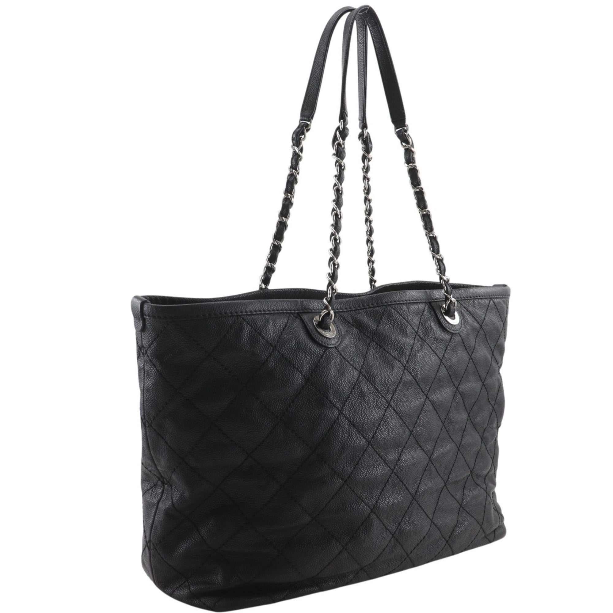 Chanel Black Grained Calfskin Tote Bag (Pre-Owned)