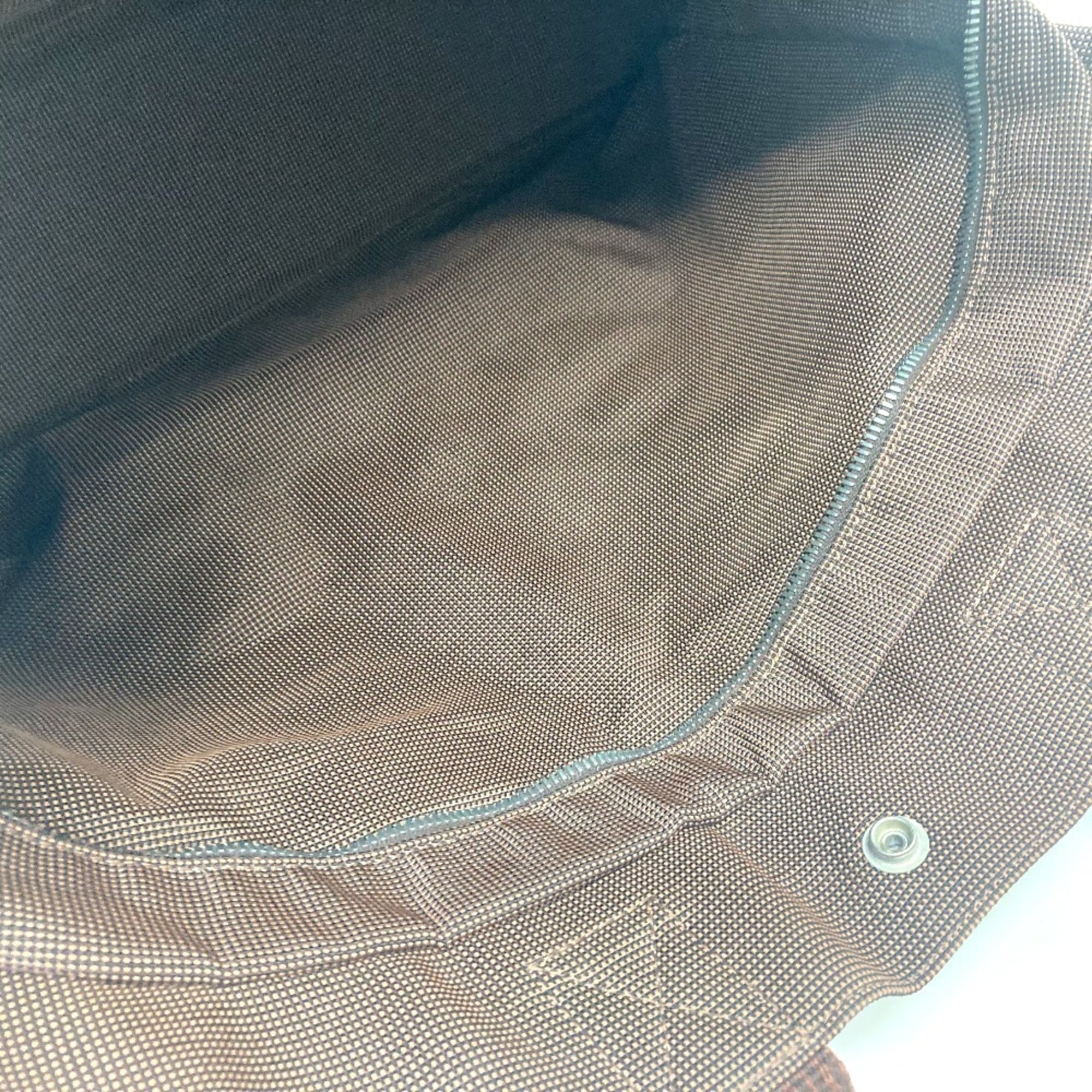 Hermes Brown Canvas Handbag Tote Bag (Pre-Owned)