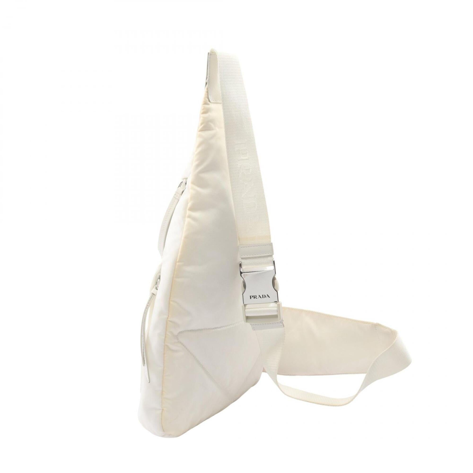Prada White Nylon Leather Fanny Pack Handbag (Pre-Owned)