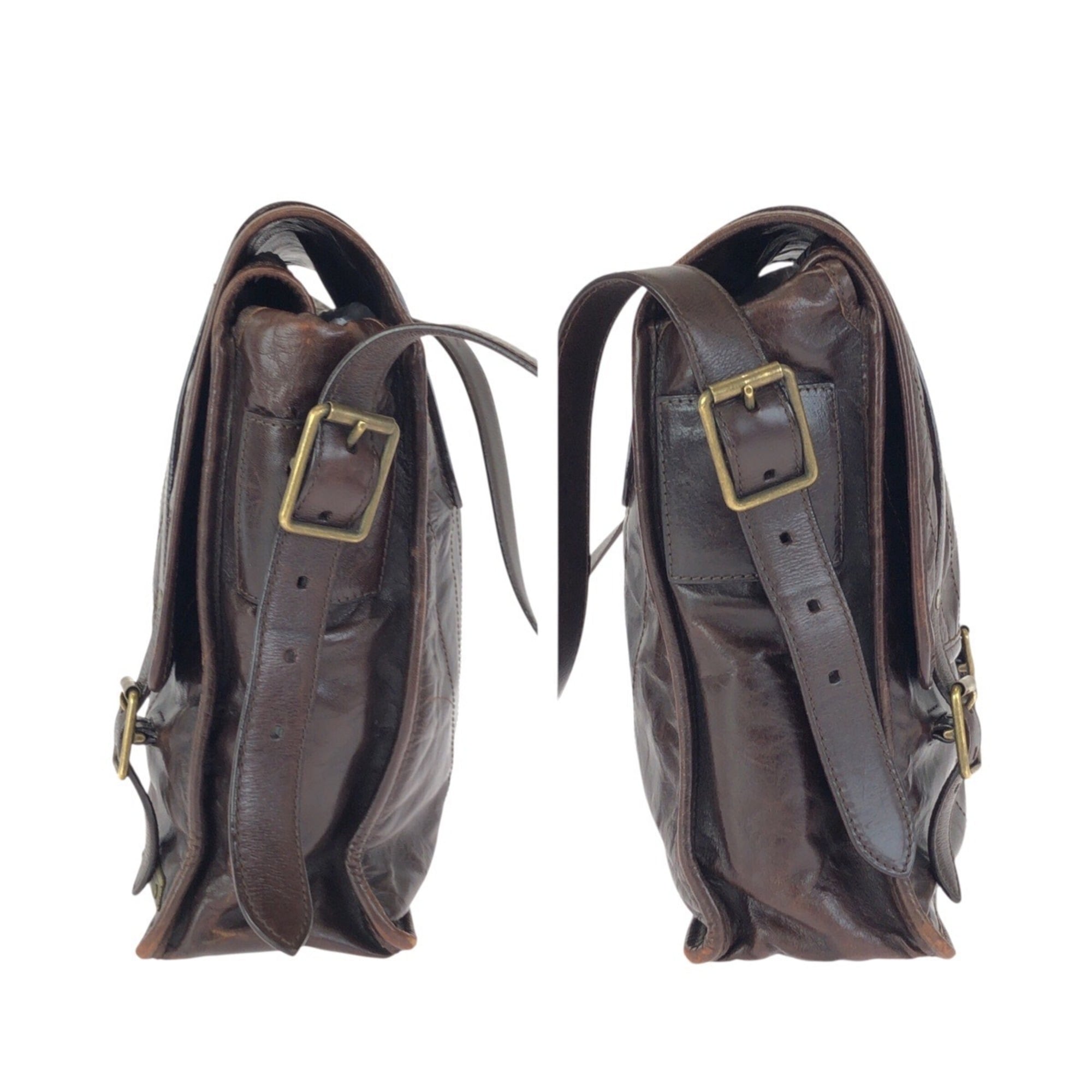 Louis Vuitton Brown Leather Messenger Bag Shoulder Bag (Pre-Owned)