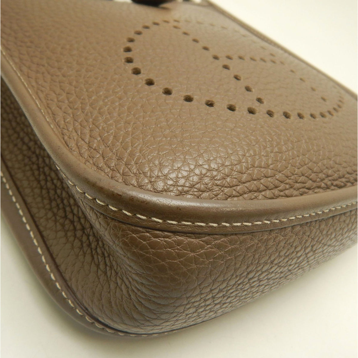 Hermes Etoupe Gray Taurillon Clemence Leather Shoulder Bag (Pre-Owned)