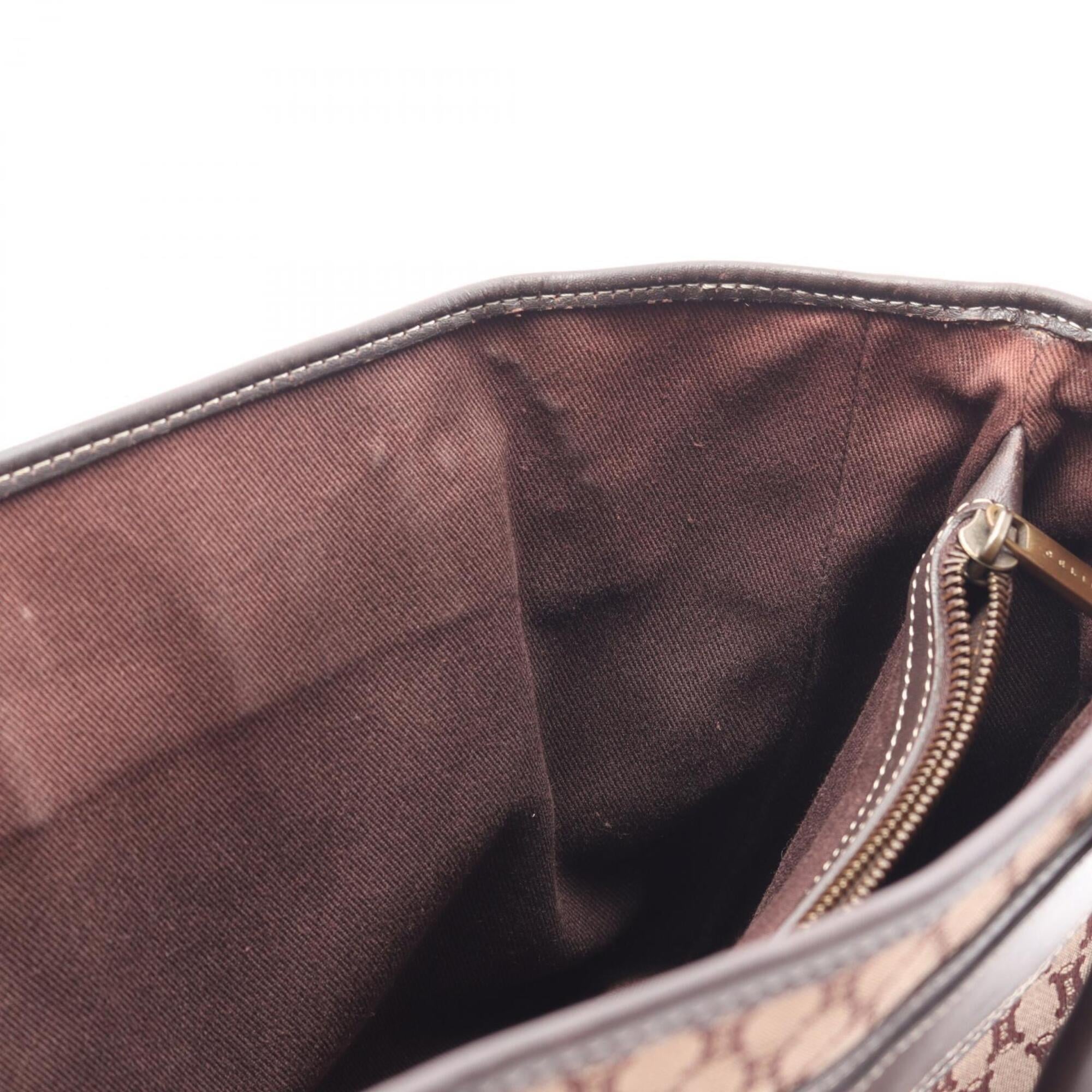 Celine Beige Brown Canvas Leather Handbag (Pre-Owned)