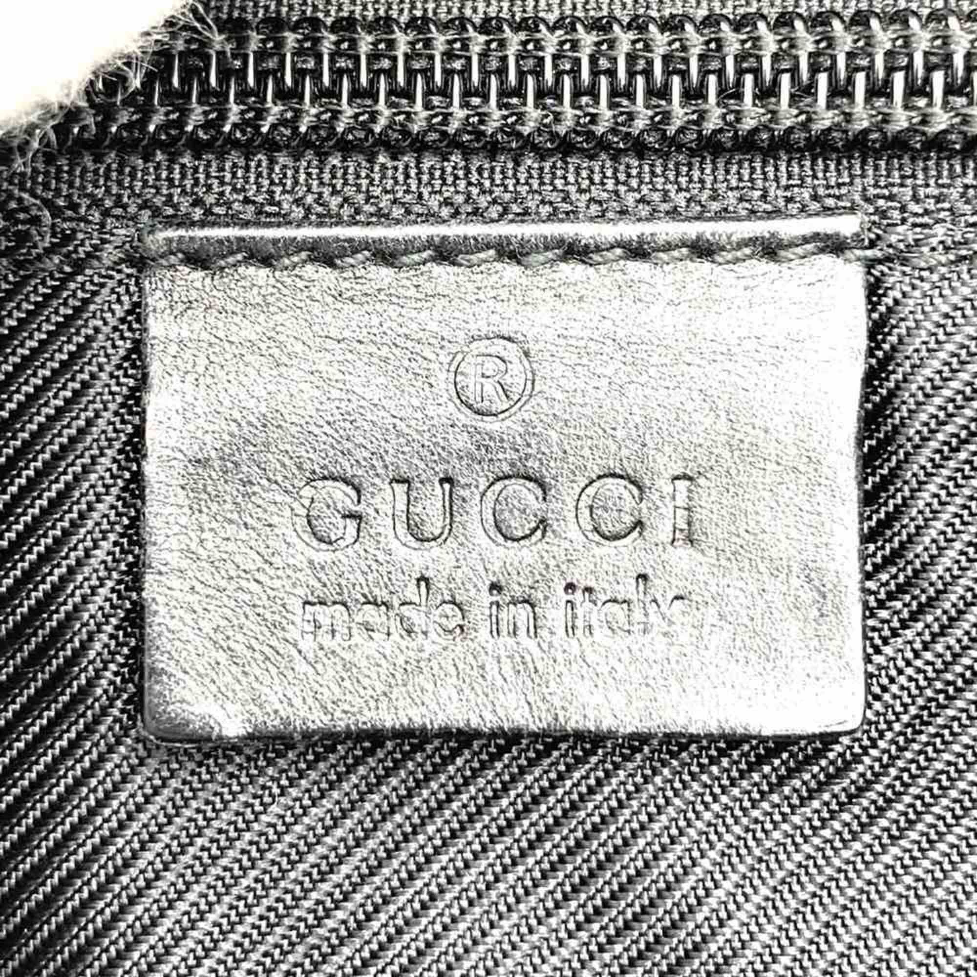 Gucci Black Gg Canvas Leather Shoulder Bag (Pre-Owned)