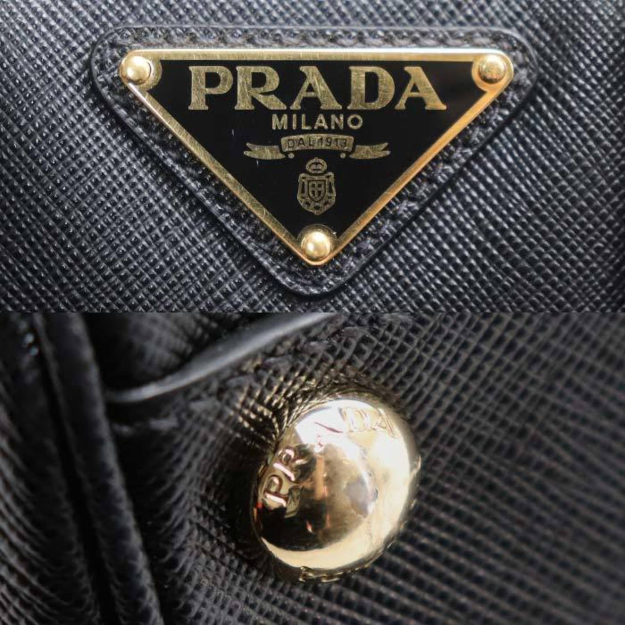 Prada Black Leather Pouch Shoulder Bag (Pre-Owned)
