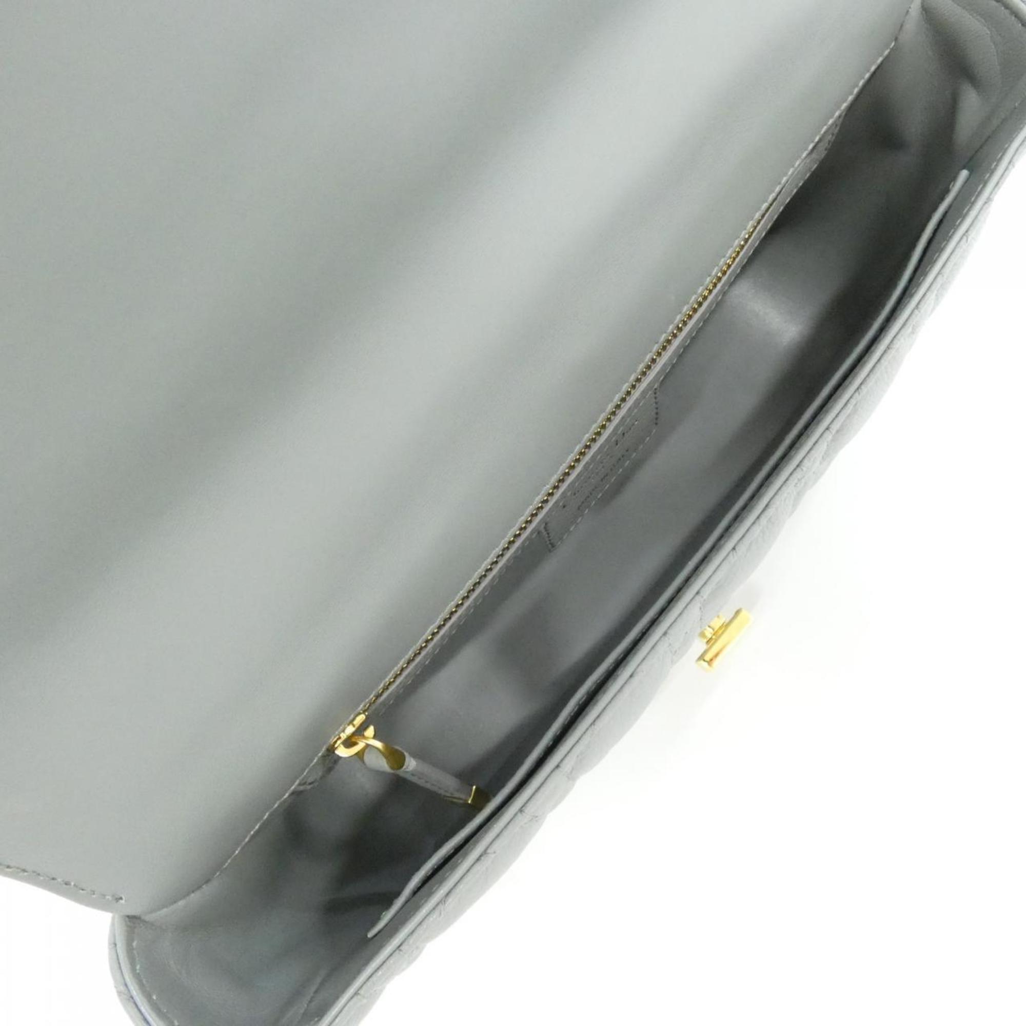 Christian Dior Gray Leather Shoulder Bag (Pre-Owned)