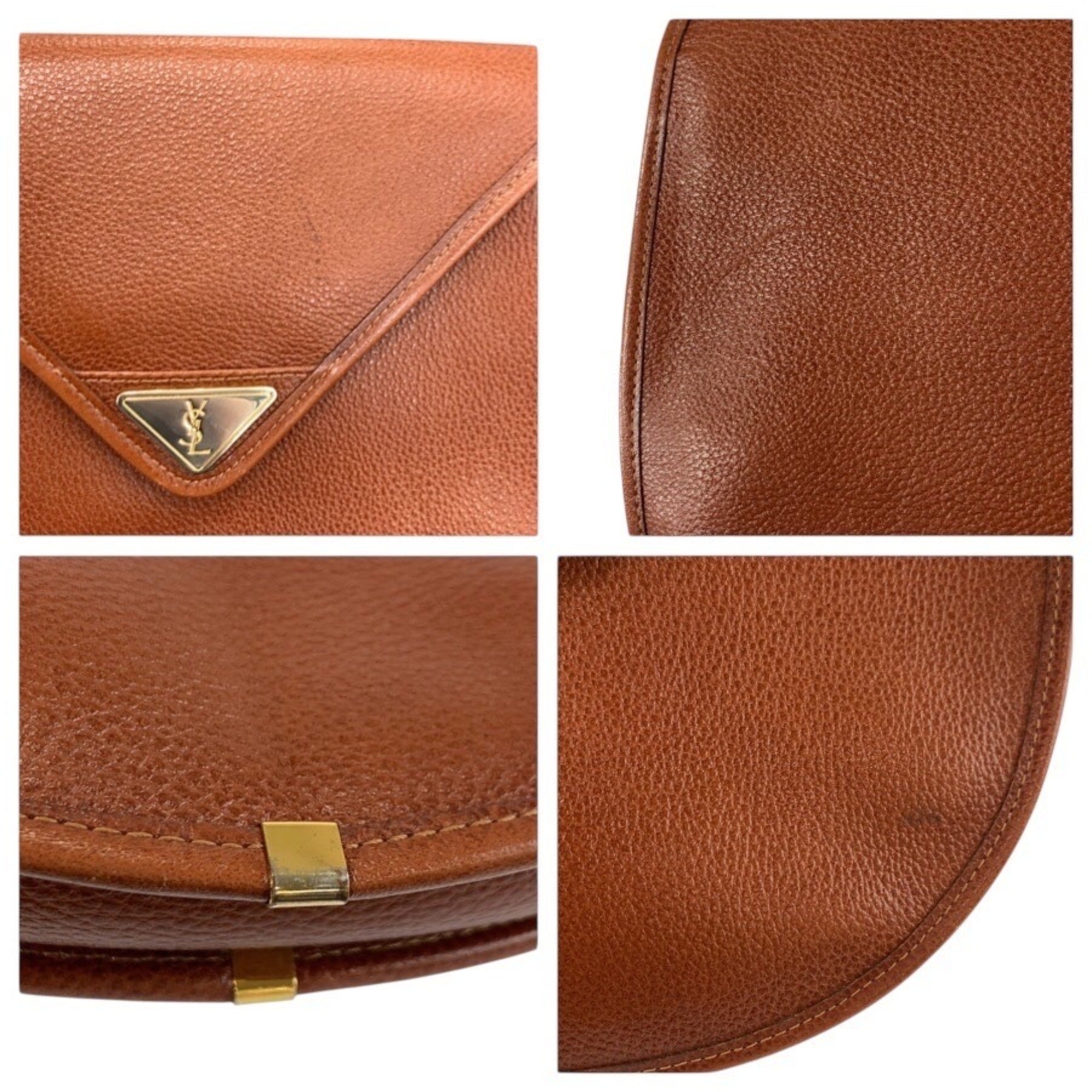 Yves Saint Laurent Brown Leather Pochette Shoulder Bag (Pre-Owned)