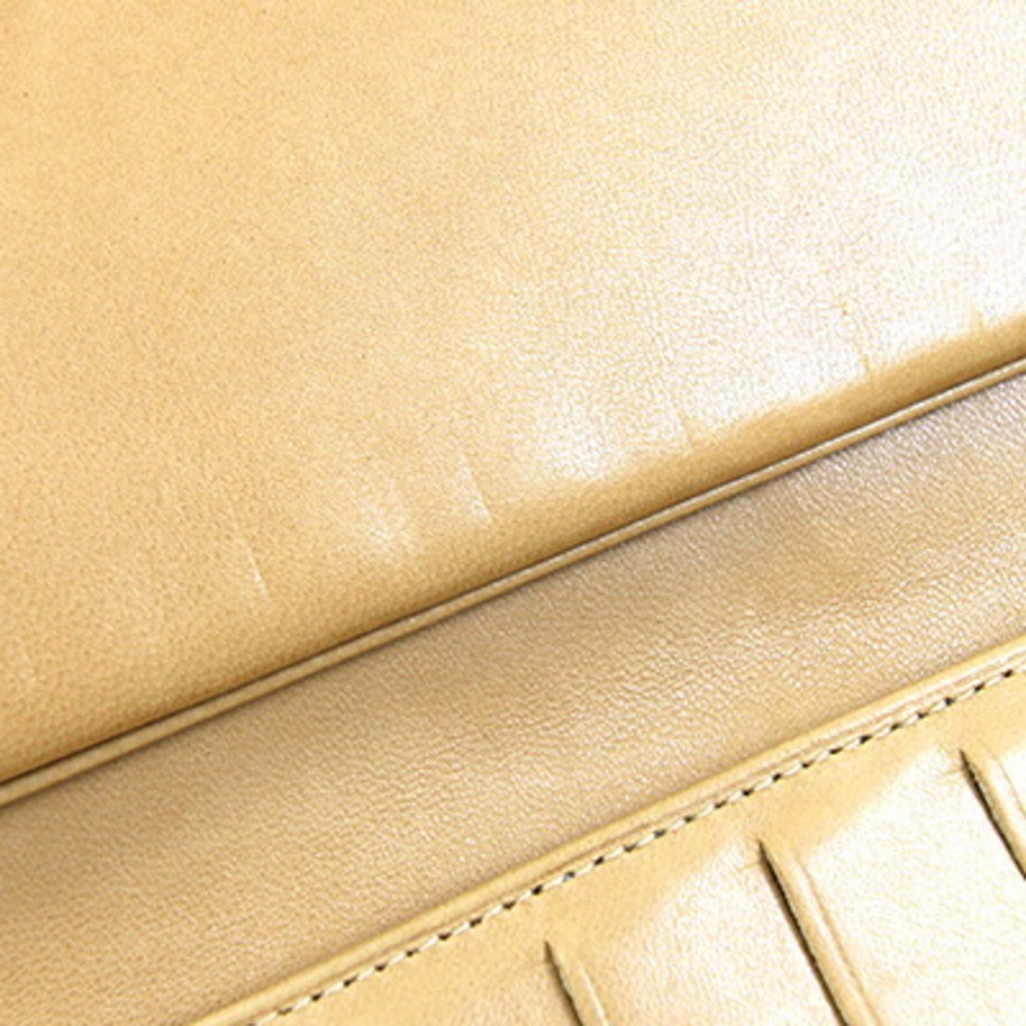 Chanel Beige Camel Grained Calfskin Long Wallet (Bi-Fold) (Pre-Owned)