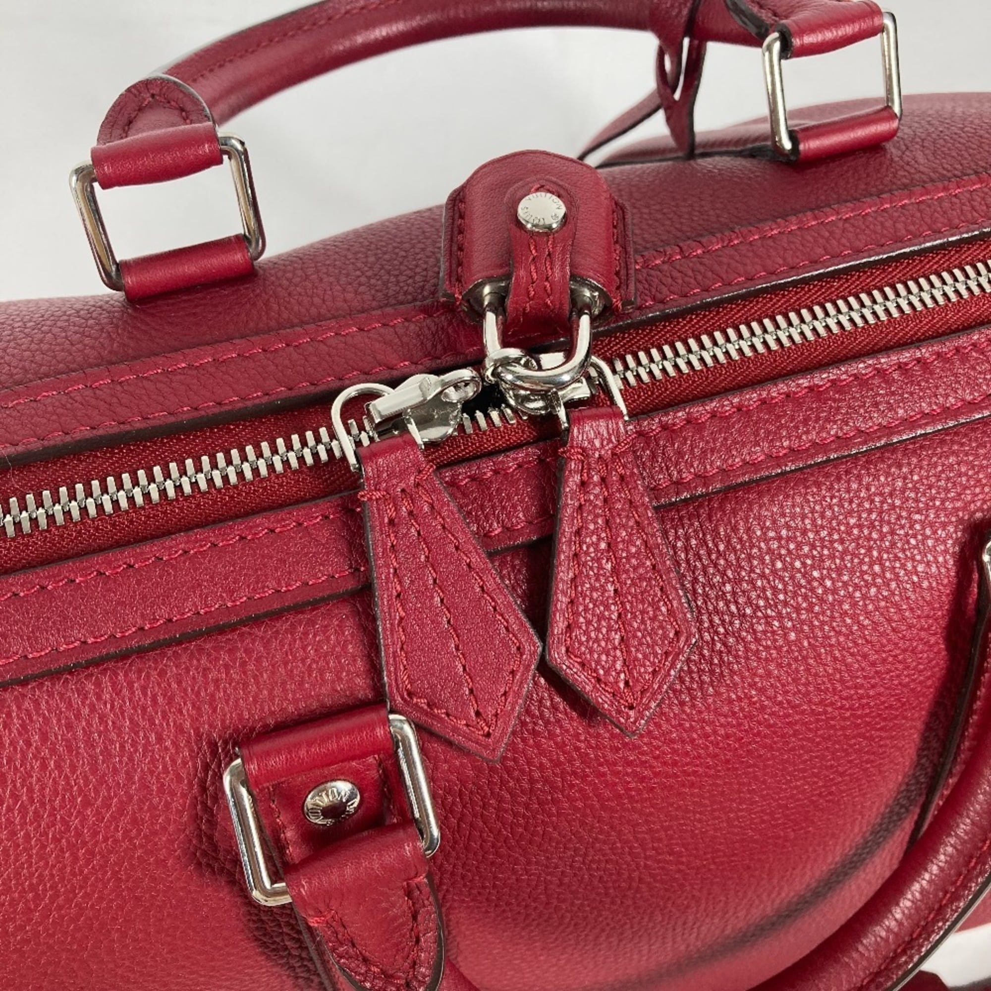 Louis Vuitton Cherry Red Color Veau Cachemire Leather Boston Bag Handbag Shoulder Bag (Pre-Owned)