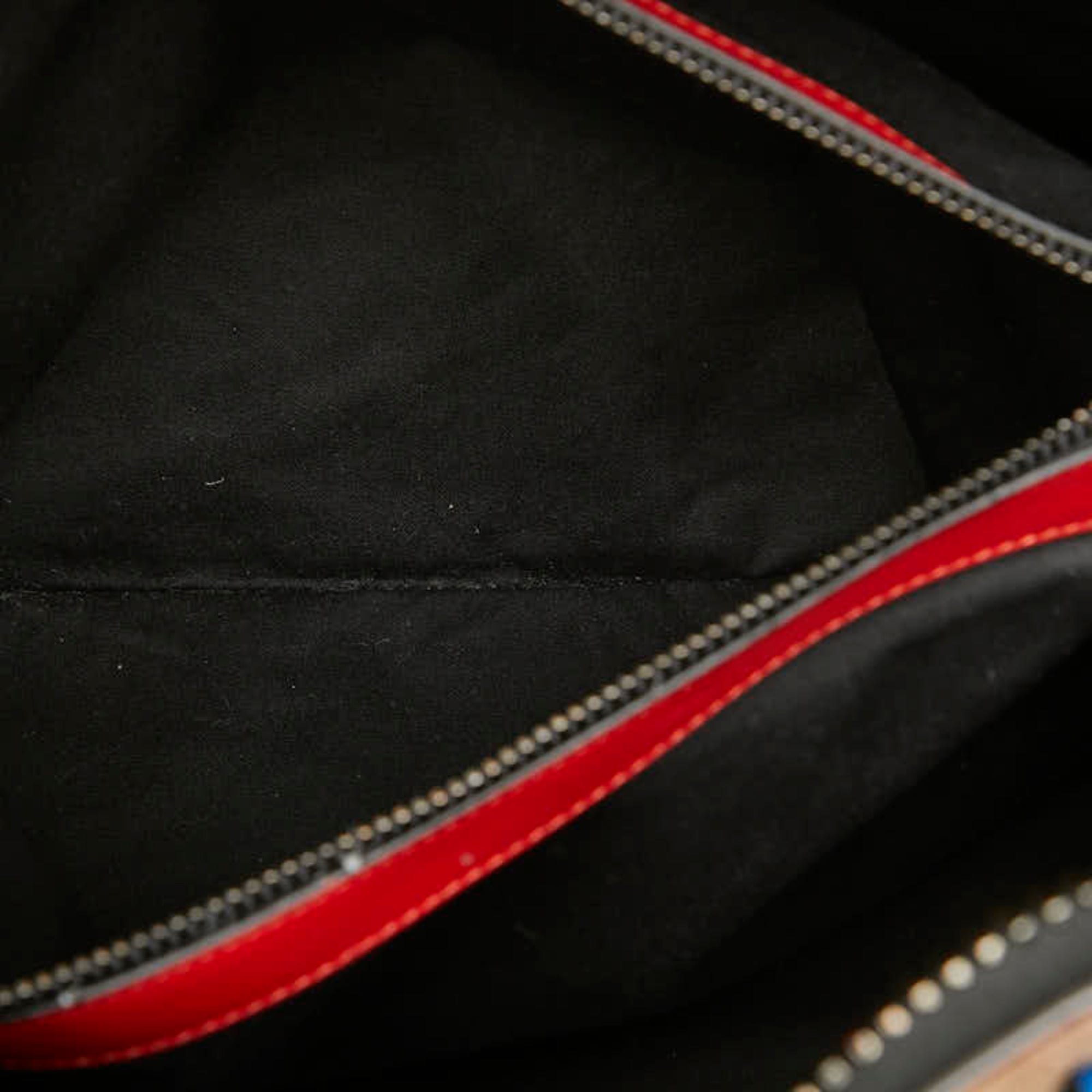 Christian Louboutin Beige Multi-Color Orange Leather Canvas Rubber Boston Bag Tote Bag (Pre-Owned)