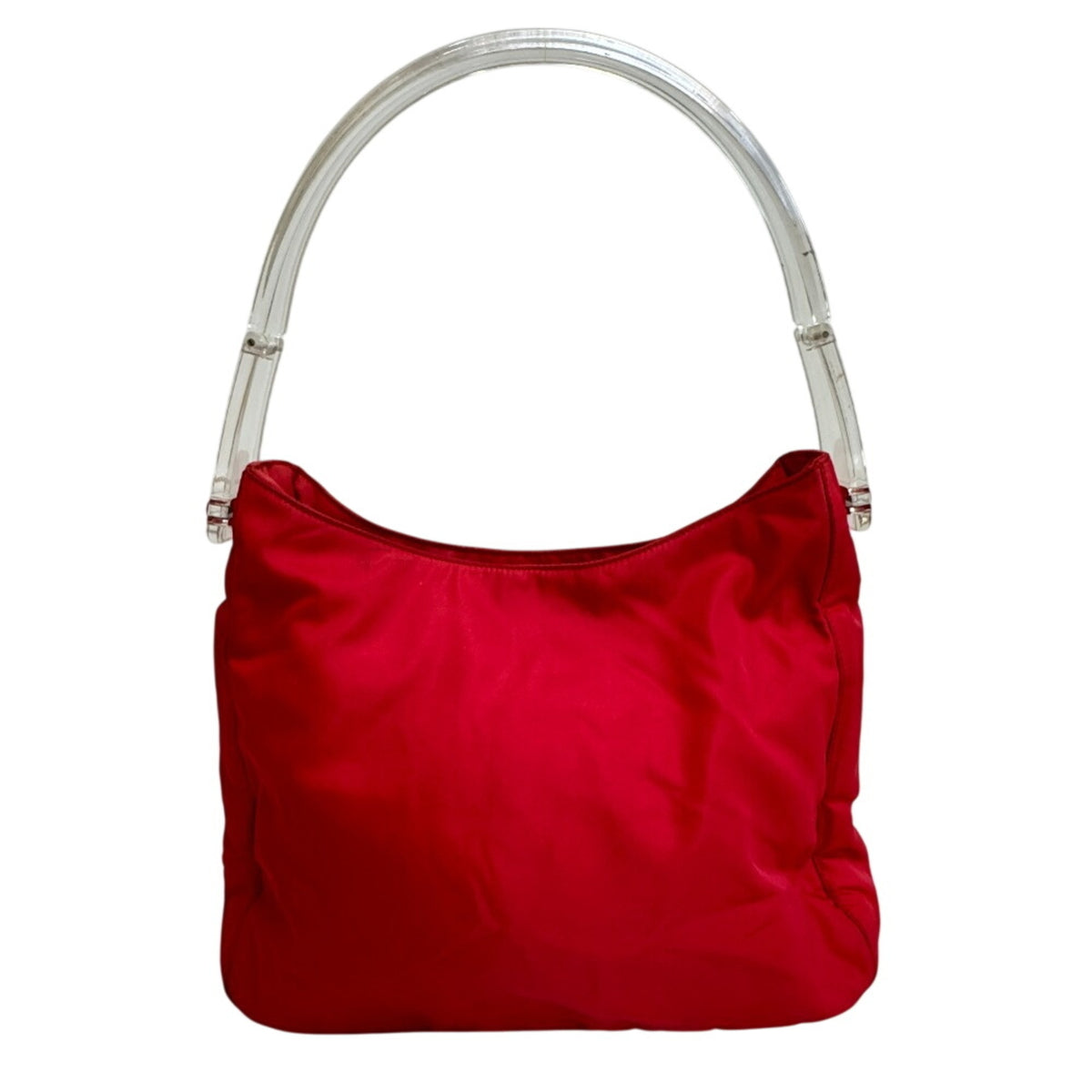 Prada Clear Red Color Nylon Plastic Shoulder Bag (Pre-Owned)