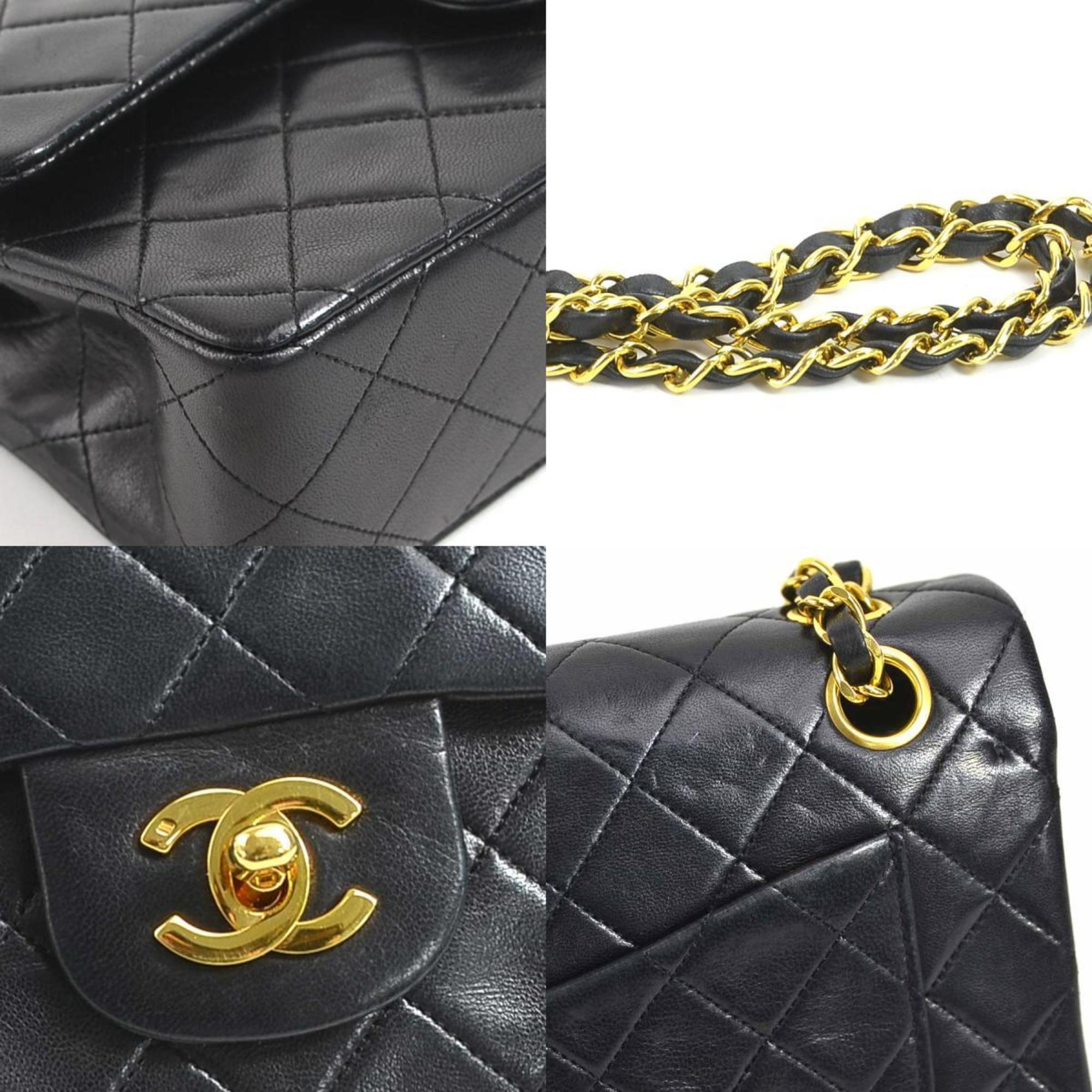 Chanel Black Gold Leather Metal Shoulder Bag (Pre-Owned)