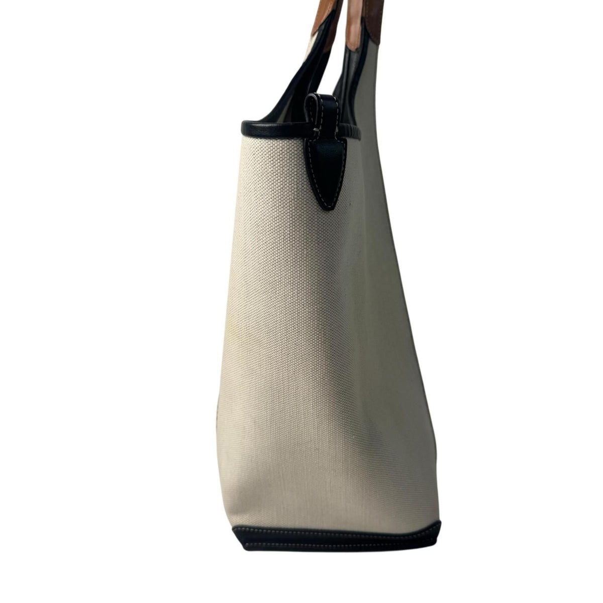 Tod's Beige Brown Canvas Leather Pouch Shopping Bag Tote Bag (Pre-Owned)