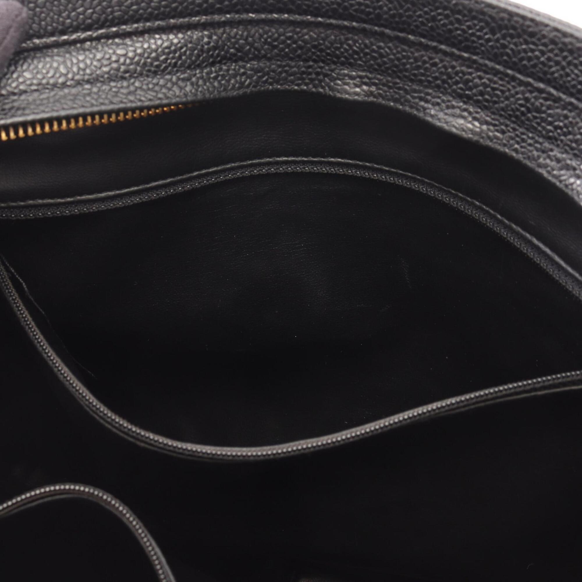 Chanel Black Grained Calfskin Handbag Tote Bag (Pre-Owned)