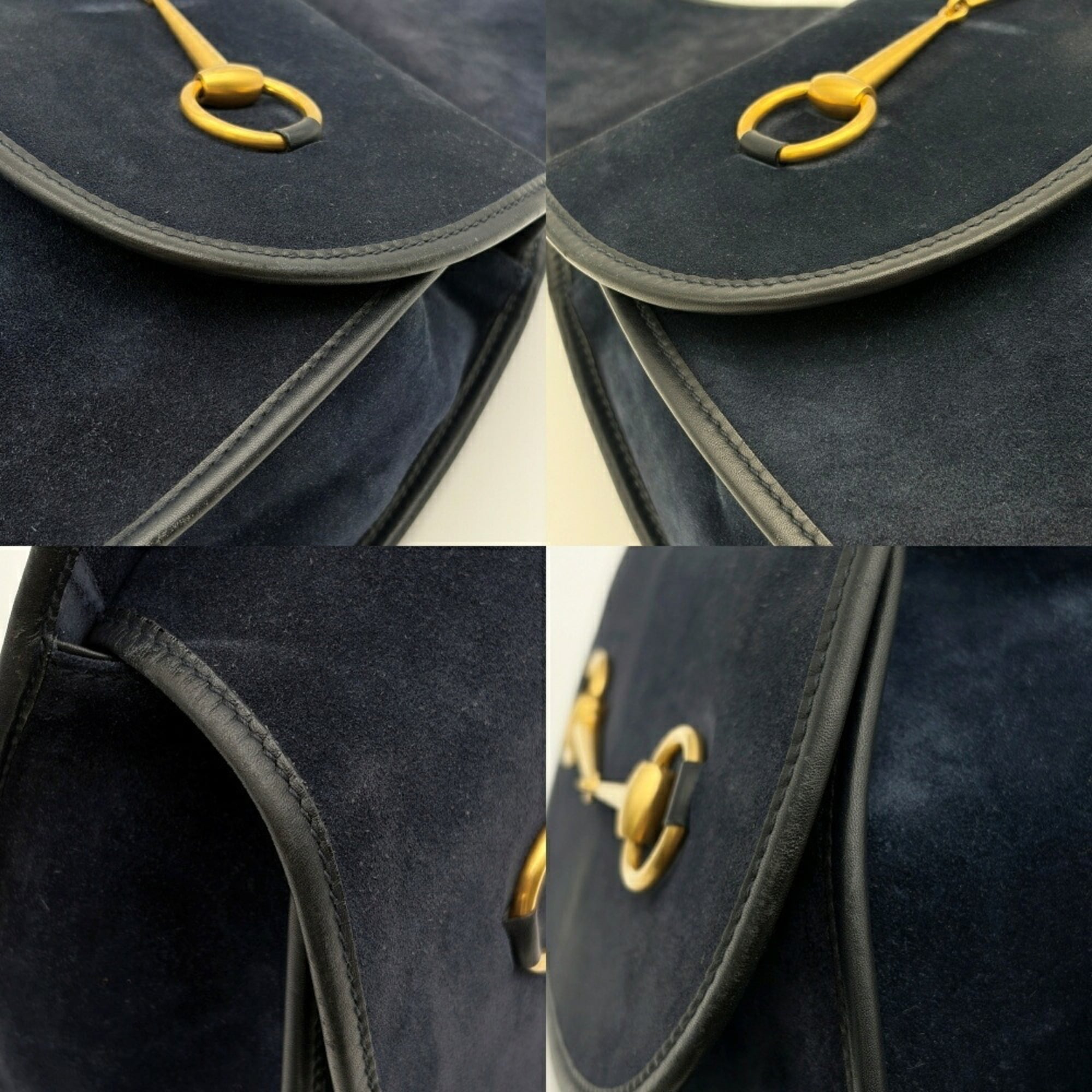 Gucci Navy Suede Leather Shoulder Bag Sling Bag (Pre-Owned)