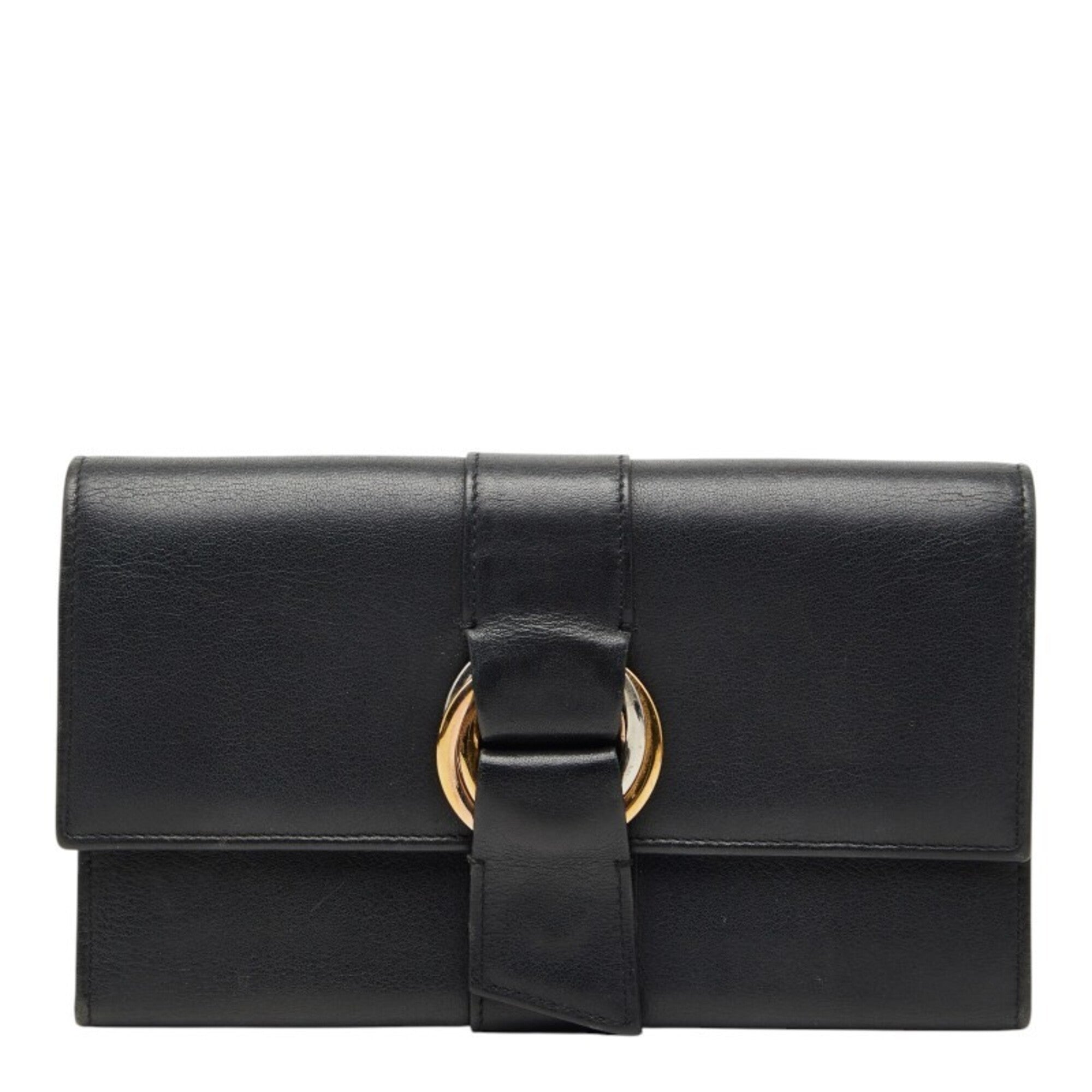 Cartier Black Leather Long Wallet (Tri-Fold) (Pre-Owned)