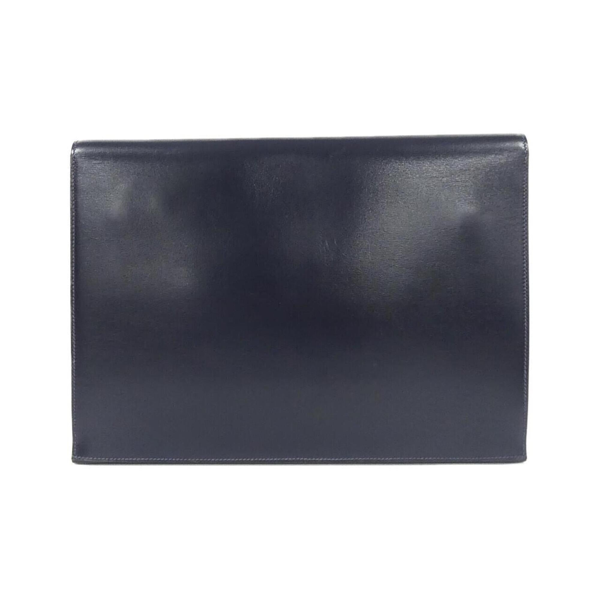 Hermes Navy Box Calf Leather Handbag (Pre-Owned)