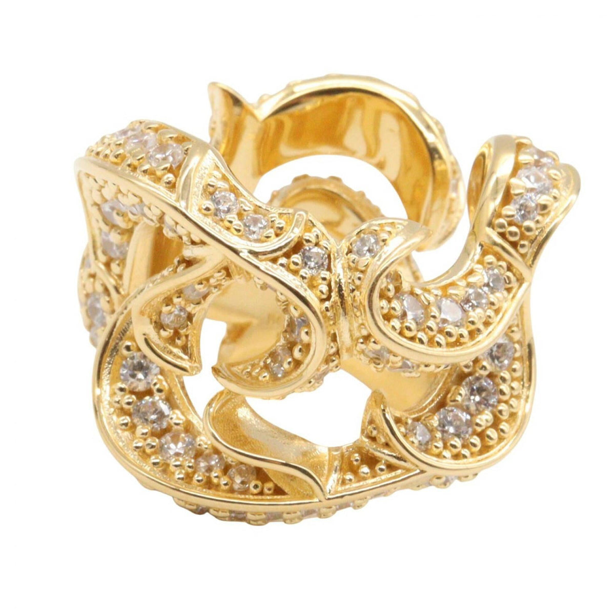 Bottega Veneta Gold Silver 925 Band Ring (Pre-Owned)