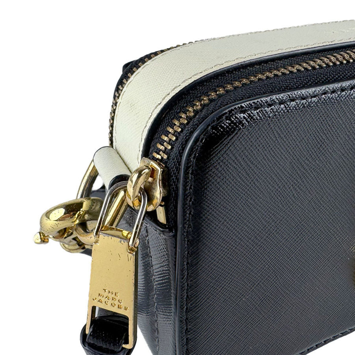 Marc Jacobs Black Gray Ivory Coated Canvas Shoulder Bag (Pre-Owned)