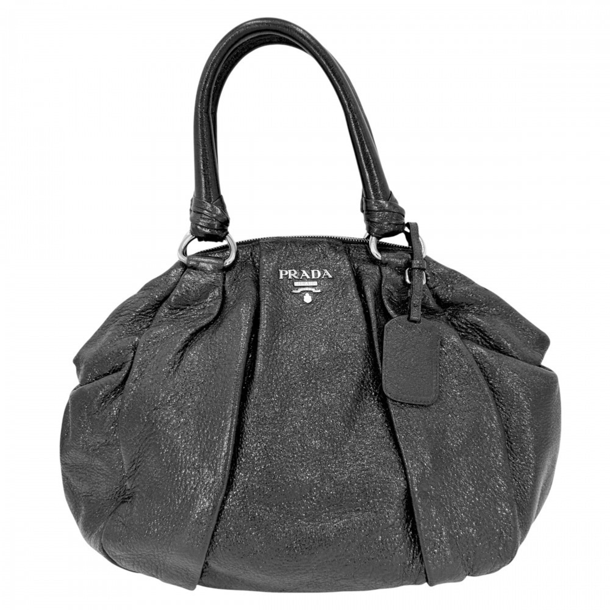 Prada Black Leather Handbag Tote Bag (Pre-Owned)