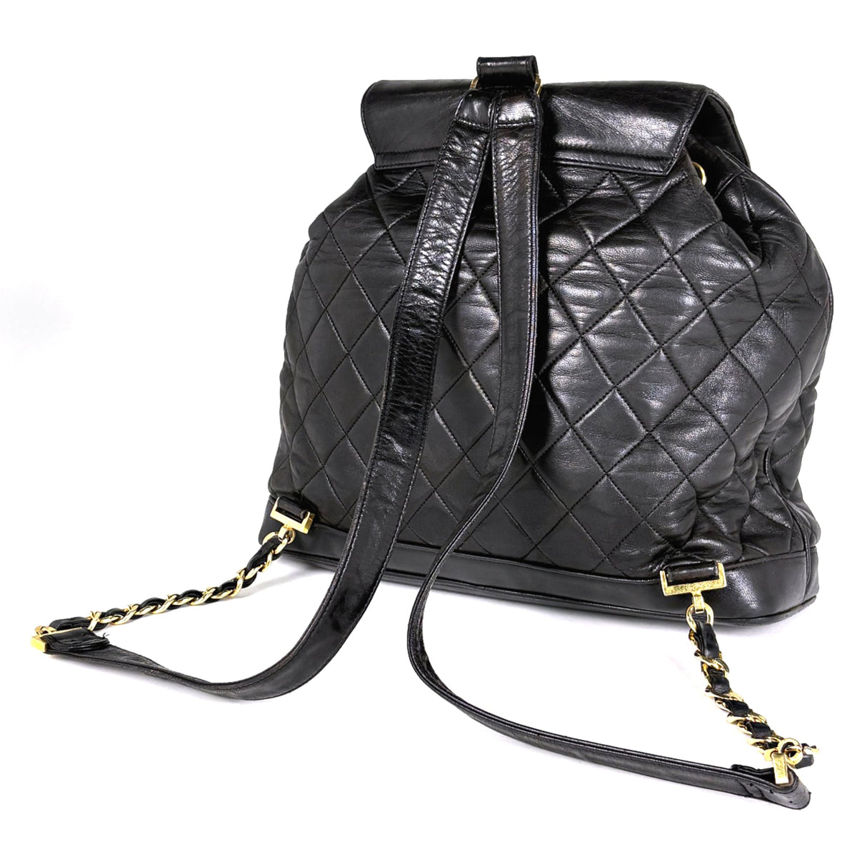 Chanel Matelasse Black Leather Backpack (Pre-Owned)