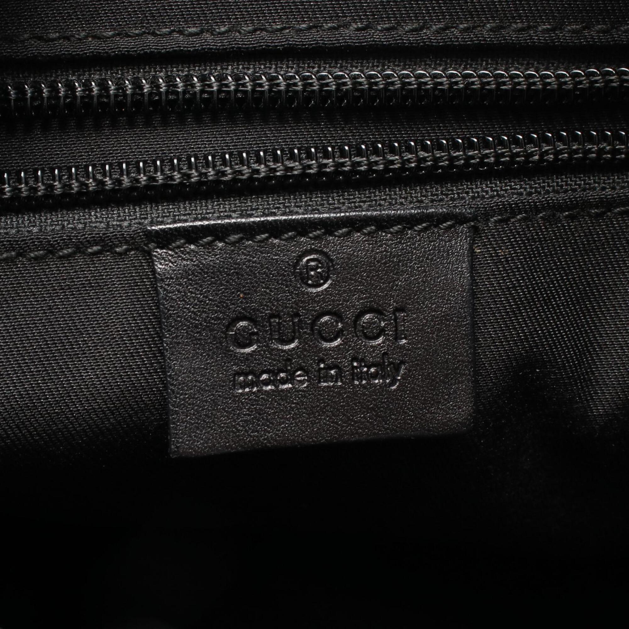 Gucci Black Gg Canvas Leather Handbag Shoulder Bag (Pre-Owned)