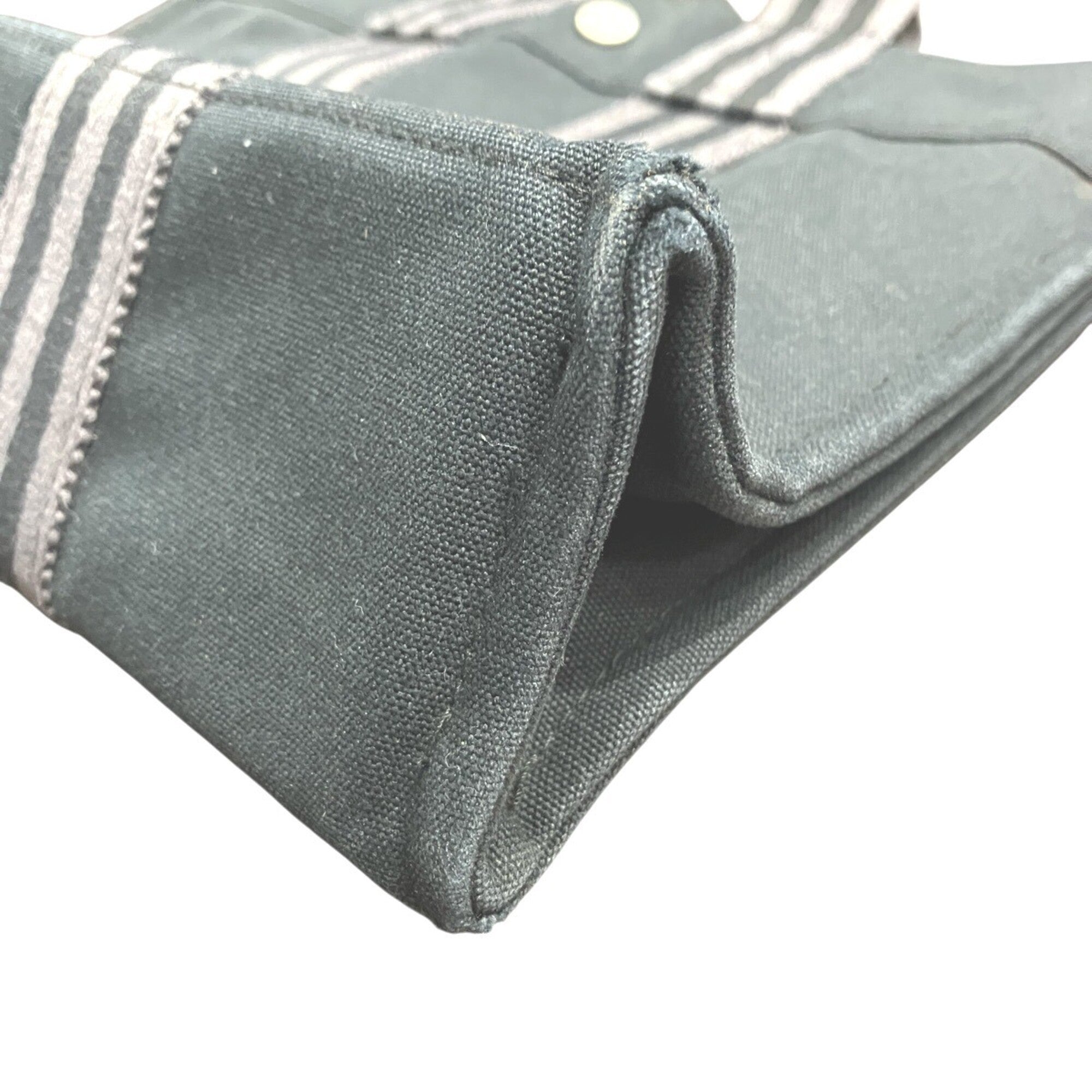 Hermes Fourre Tout Black Gray Canvas Tote Bag (Pre-Owned)