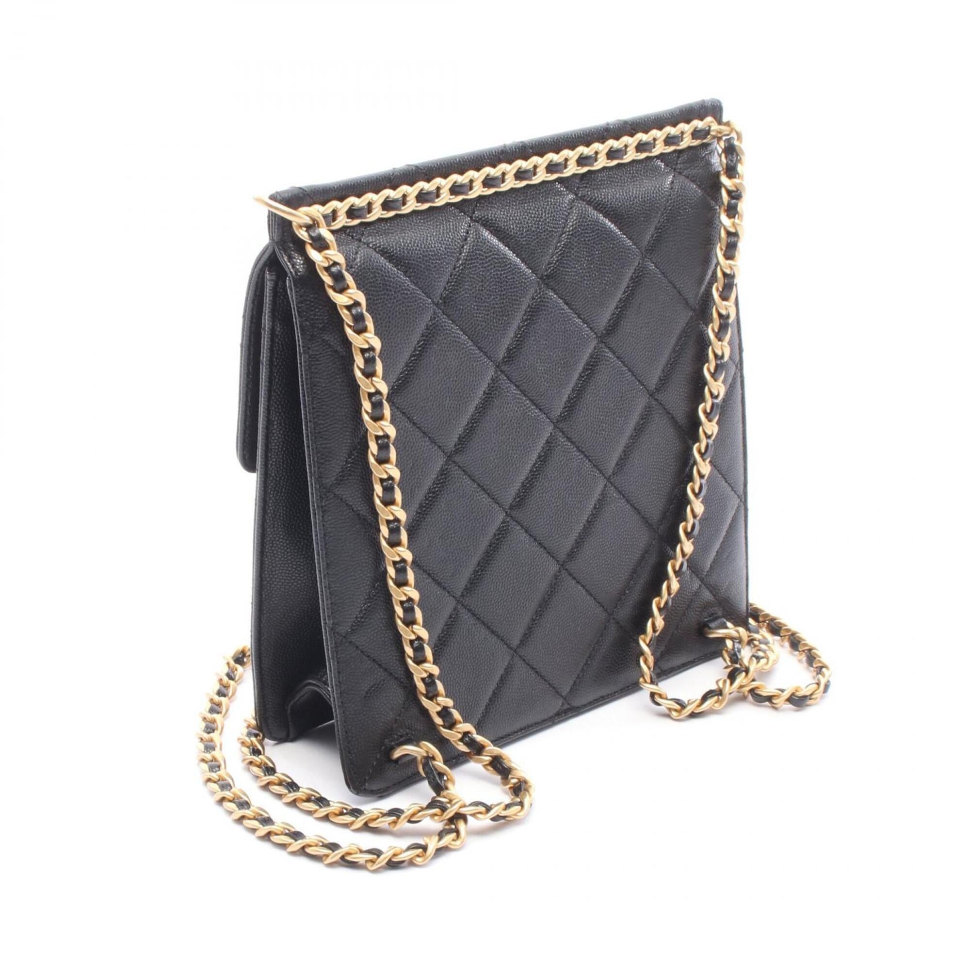 Chanel Matelasse Black Grained Calfskin Backpack Handbag (Pre-Owned)
