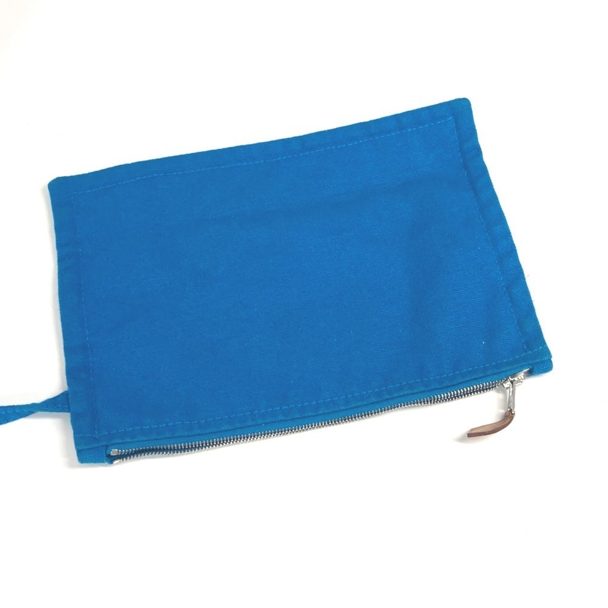 Hermes Blue White Canvas Beach Bag Handbag Pouch Tote Bag (Pre-Owned)