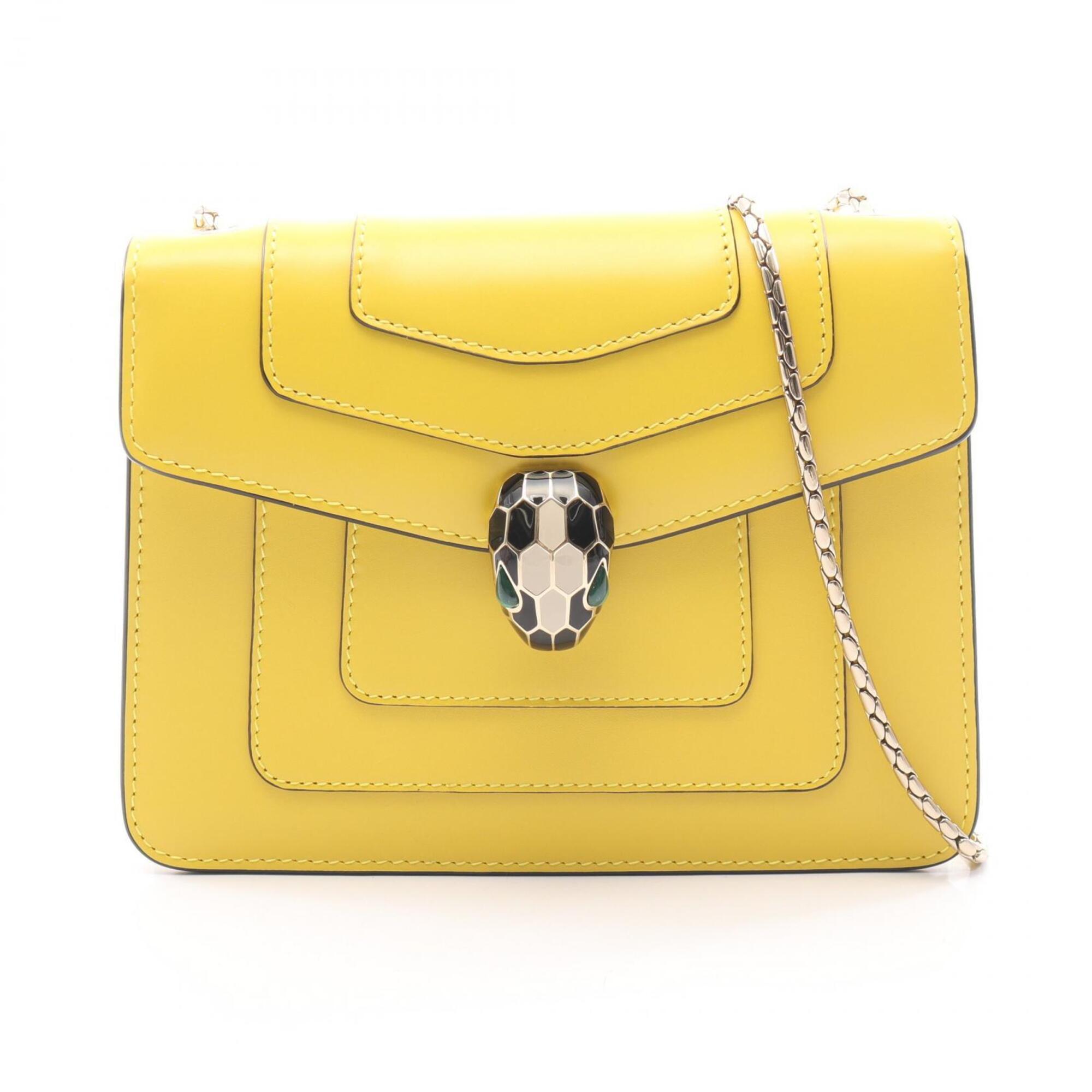 Bvlgari Yellow Leather Handbag Shoulder Bag (Pre-Owned)
