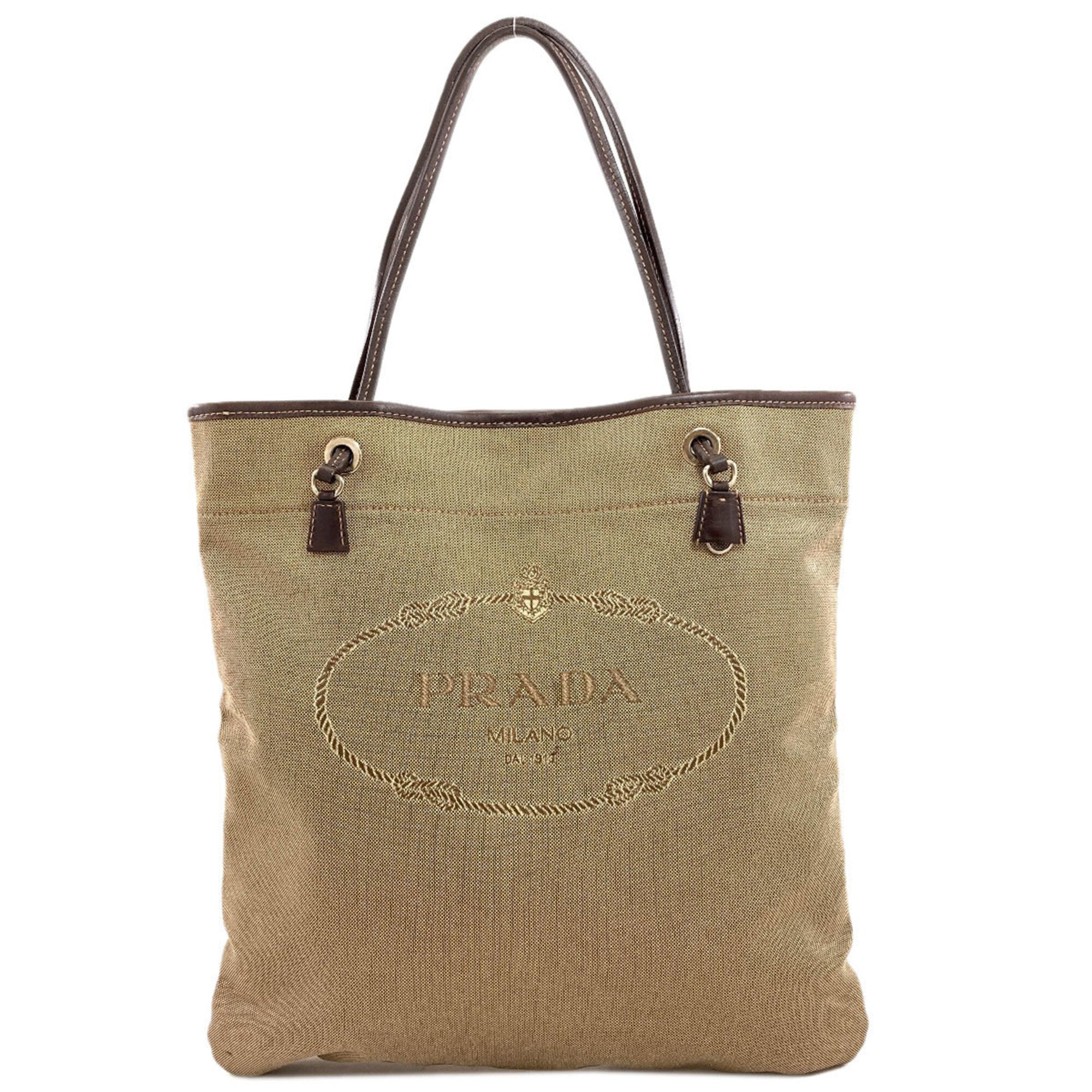 Prada Brown Canvas Tote Bag (Pre-Owned)