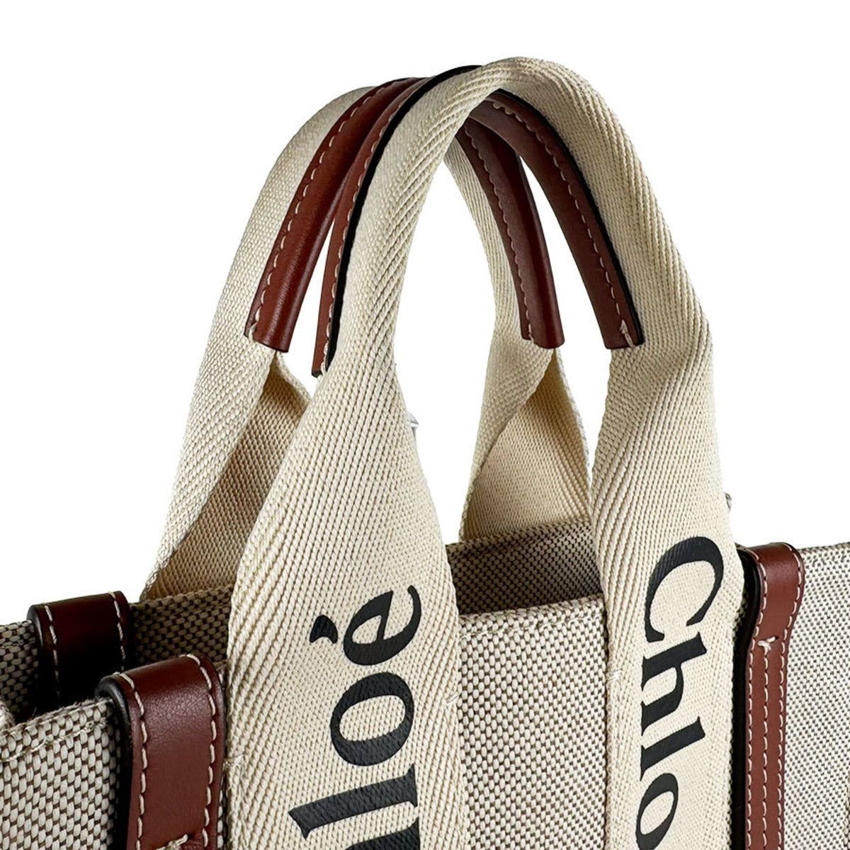Chloé Brown Canvas Leather Handbag Shoulder Bag (Pre-Owned)