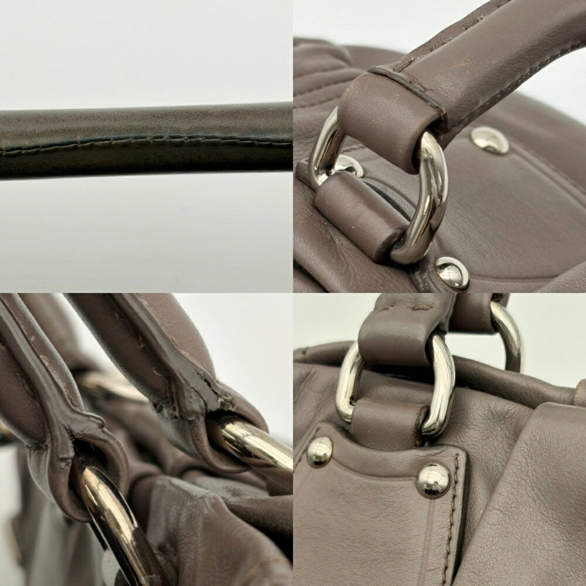Prada Dark Gray Grayish Leather Tote Bag (Pre-Owned)